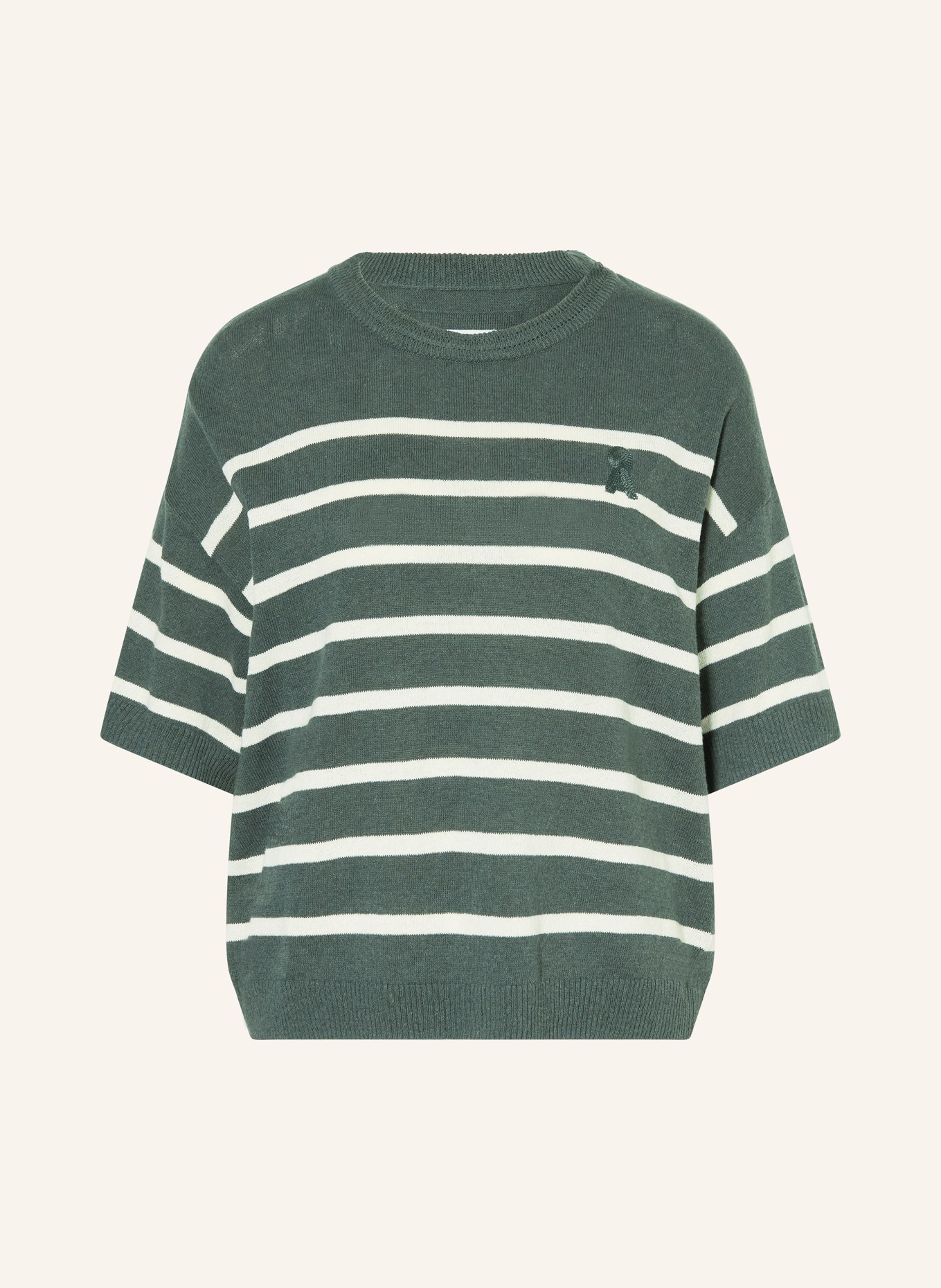 ARMEDANGELS Sweter z dzianiny z lnem: CIEMNOZIELONY / BIAŁY