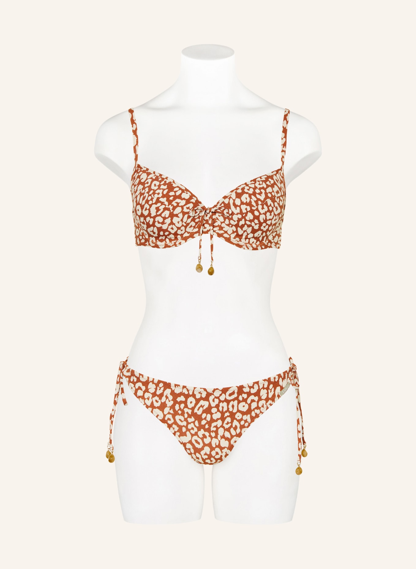 Lidea Triangel-Bikini-Slip GILDED WILD mit Glitzergarn: COGNAC / CREME
