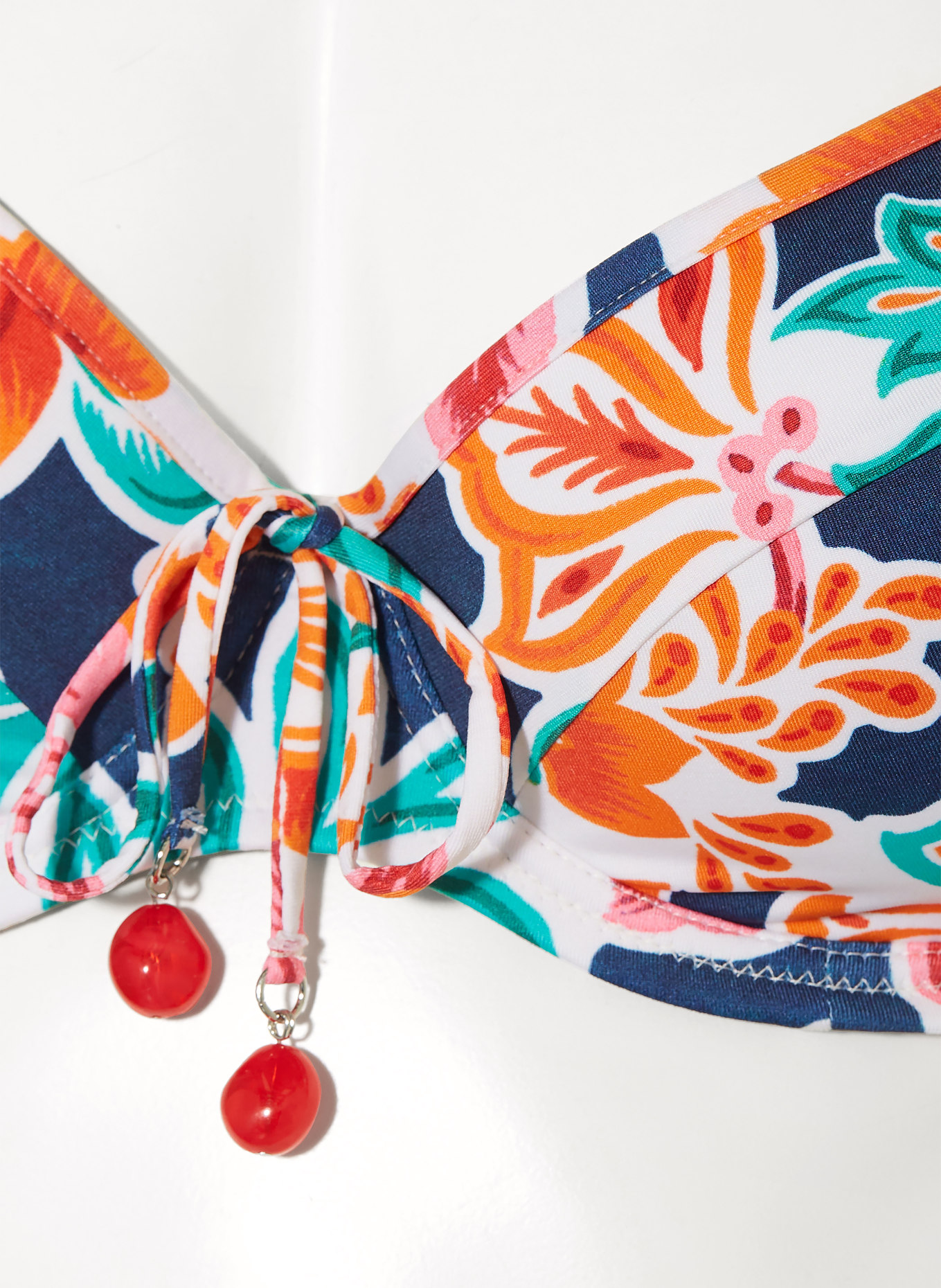 Lidea Bügel-Bikini-Top PETAL PATCH: DUNKELBLAU / ORANGE / DUNKELGRÜN