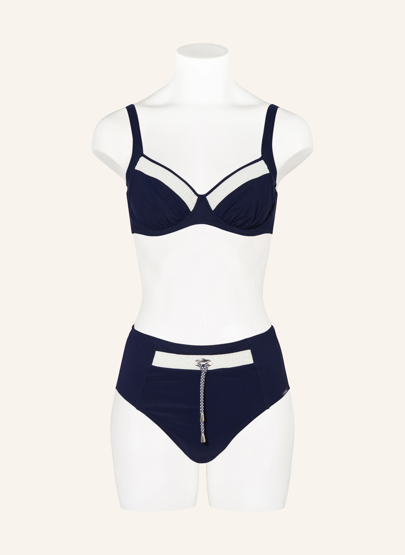 Lidea Spodenki bikini z wysokim stanem NAUTIC EDGE: GRANATOWY / BIAŁY