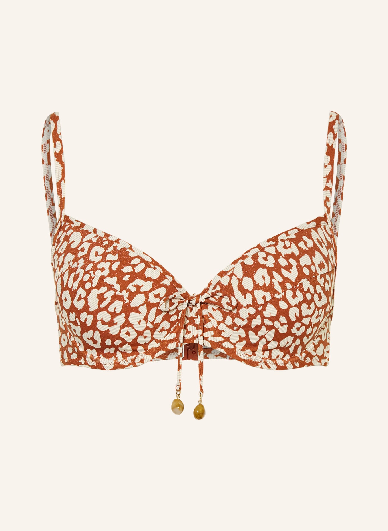 Lidea Bügel-Bikini-Top GILDED WILD mit Glitzergarn: COGNAC / CREME