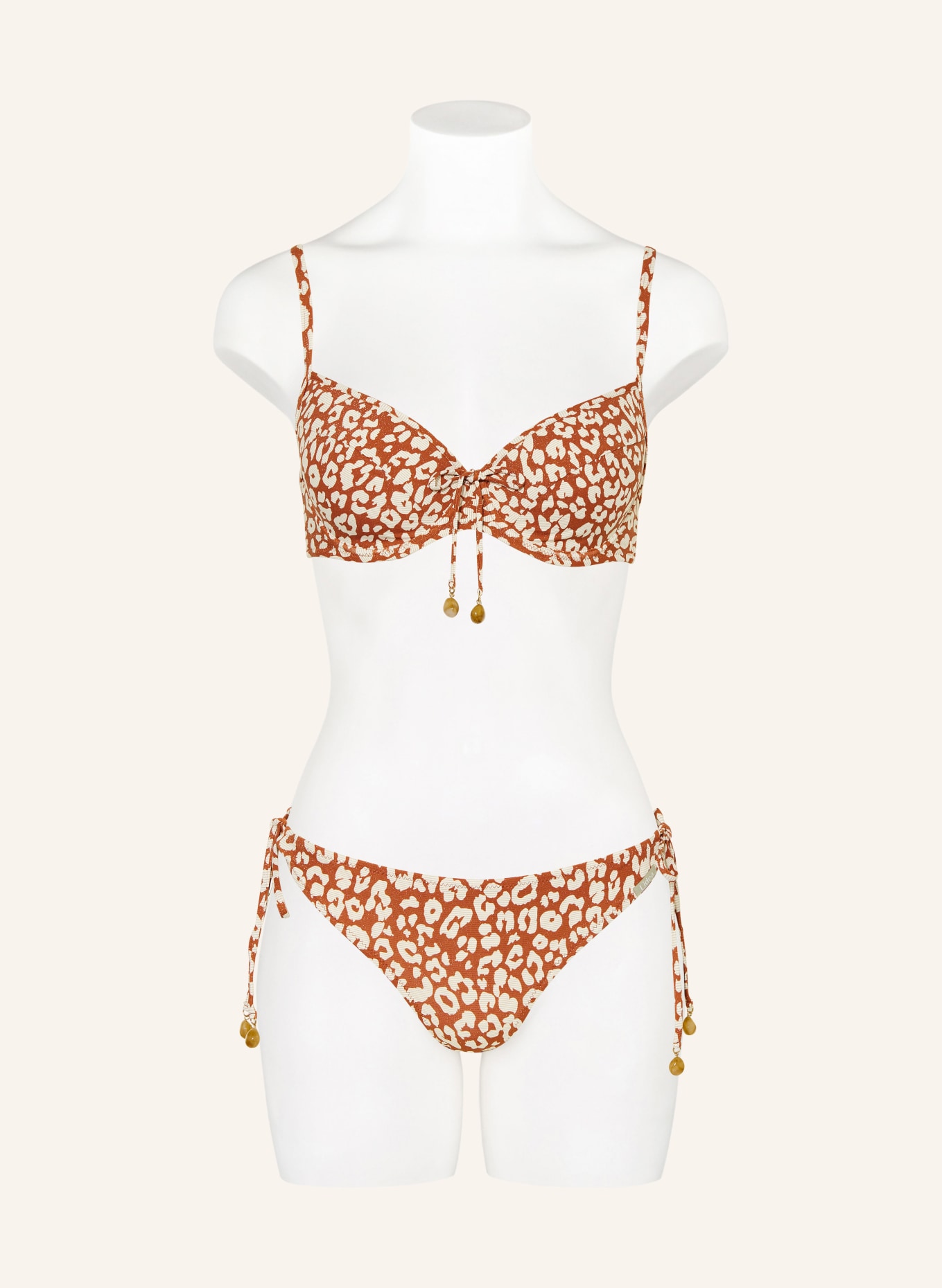 Lidea Bügel-Bikini-Top GILDED WILD mit Glitzergarn: COGNAC / CREME