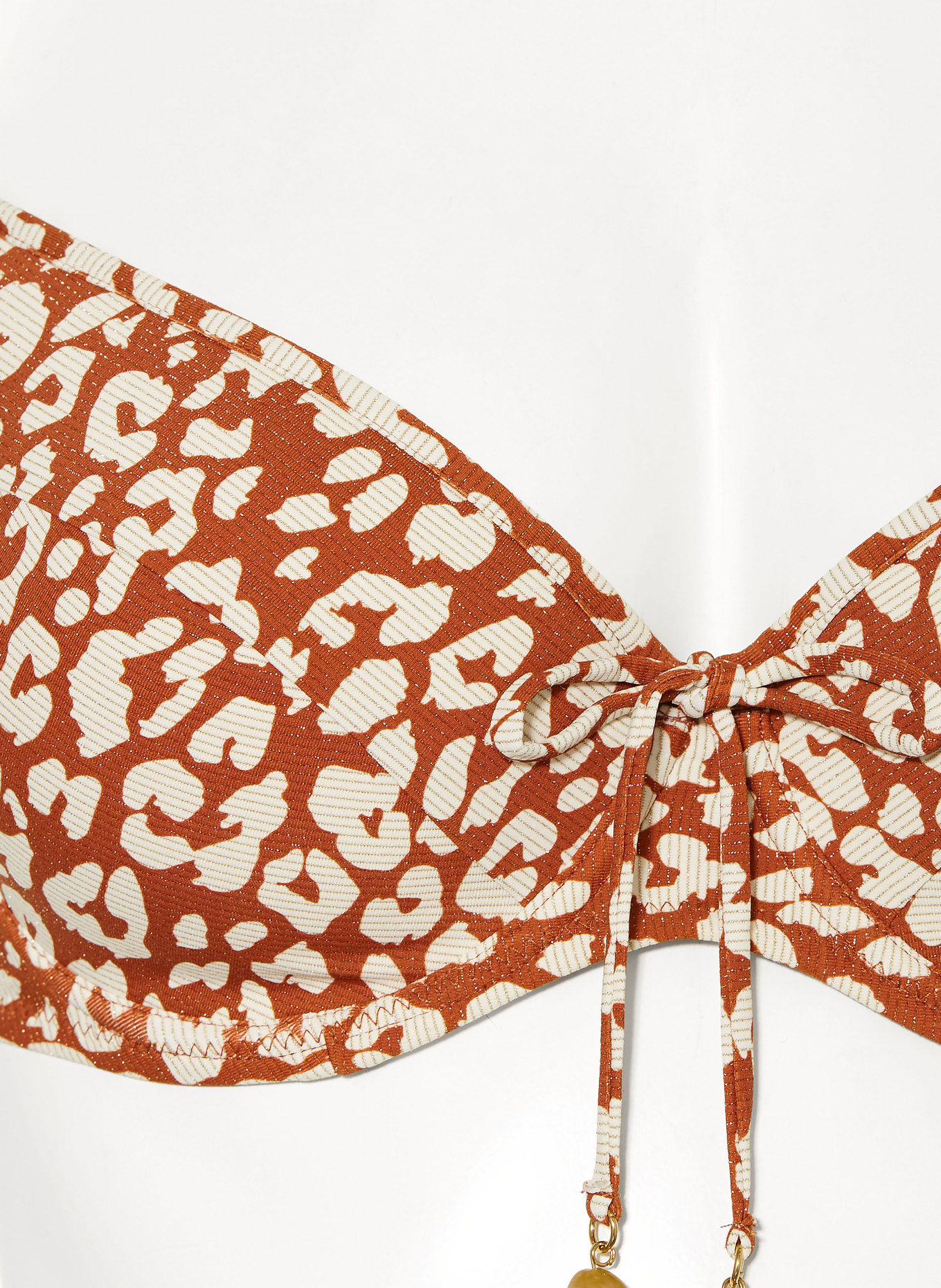 Lidea Bügel-Bikini-Top GILDED WILD mit Glitzergarn: COGNAC / CREME