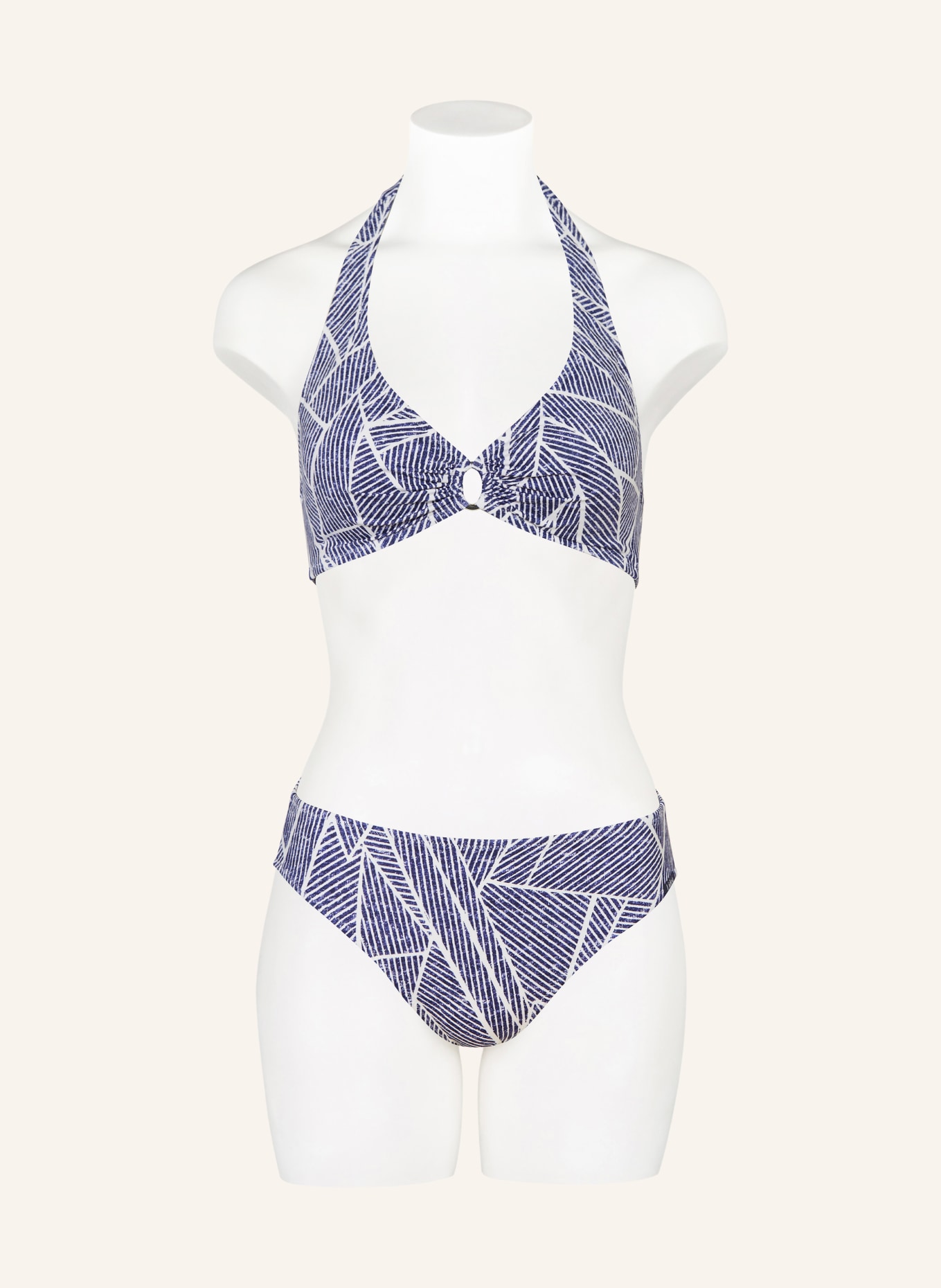 Lidea Halter-neck bikini top INDIGO GRID: DARK BLUE / WHITE
