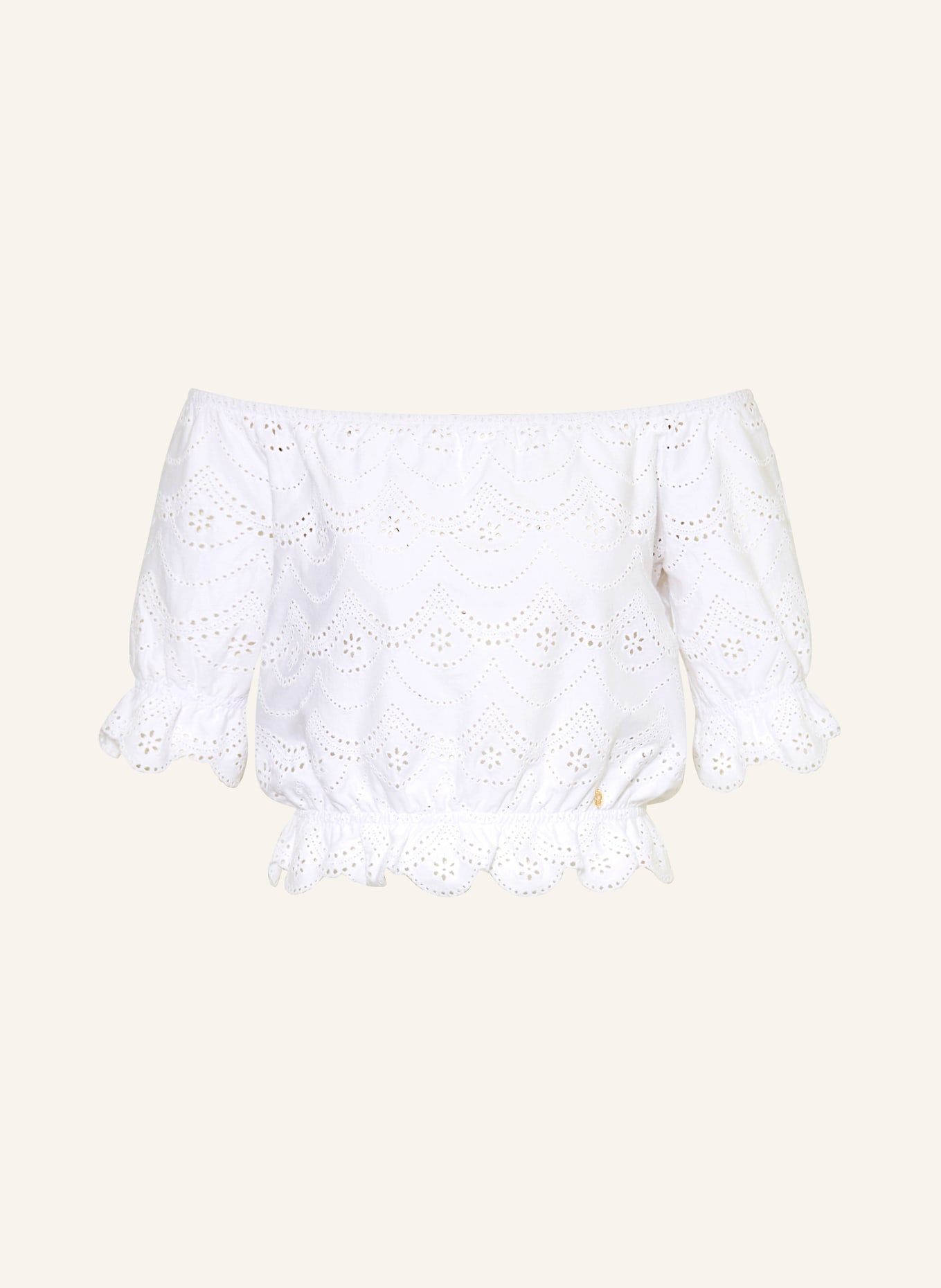 GUESS Off-shoulder blouse made of eyelet lace: CREAM