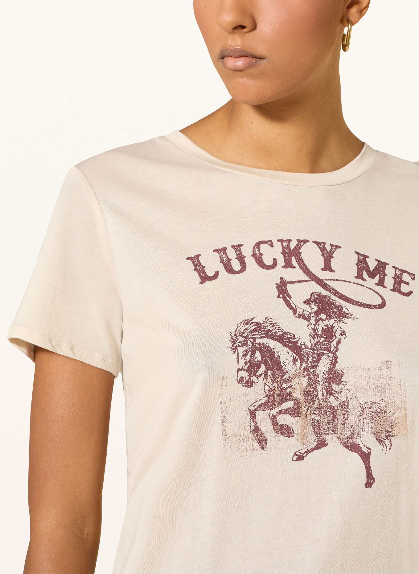 GUESS T-Shirt: BEIGE / ROSÉGOLD / BRAUN