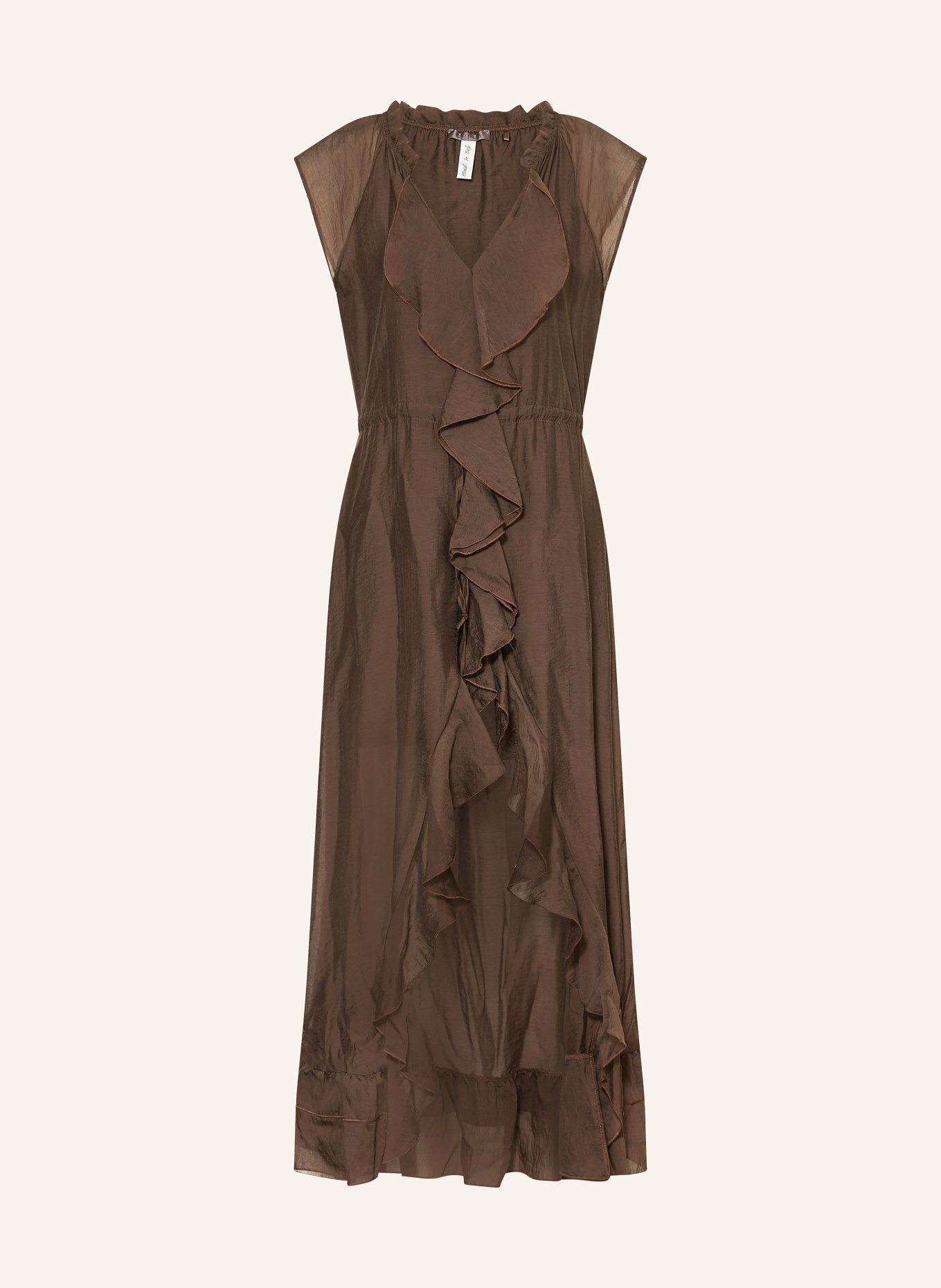 GUESS Kleid MAELYS mit Volants: DUNKELBRAUN