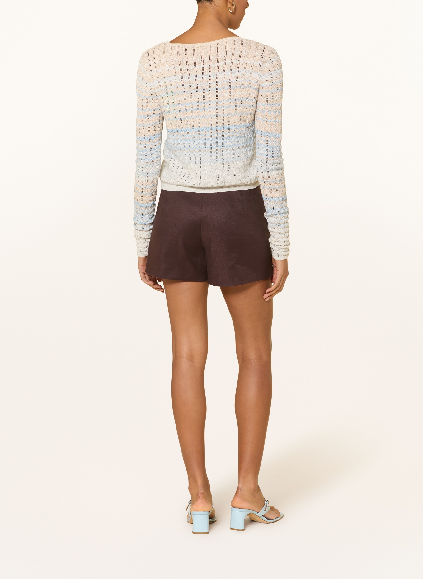 GUESS Short ISABEAU avec lin: MARRON FONCÉ