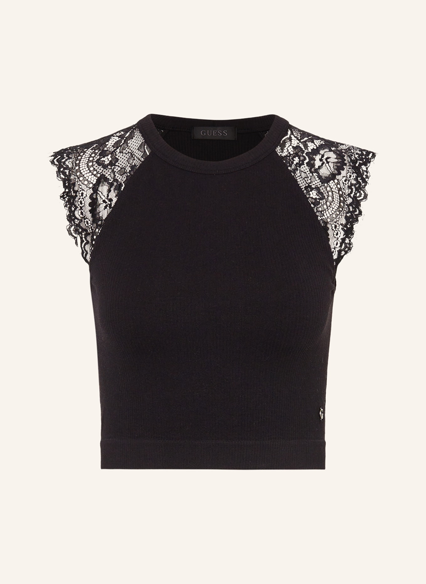 GUESS Cropped-Top MILLIE mit Spitze: SCHWARZ
