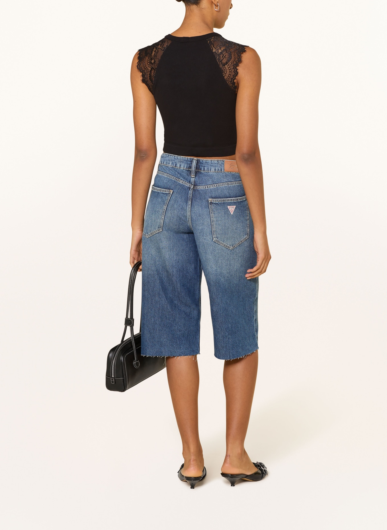 GUESS Cropped-Top MILLIE mit Spitze: SCHWARZ