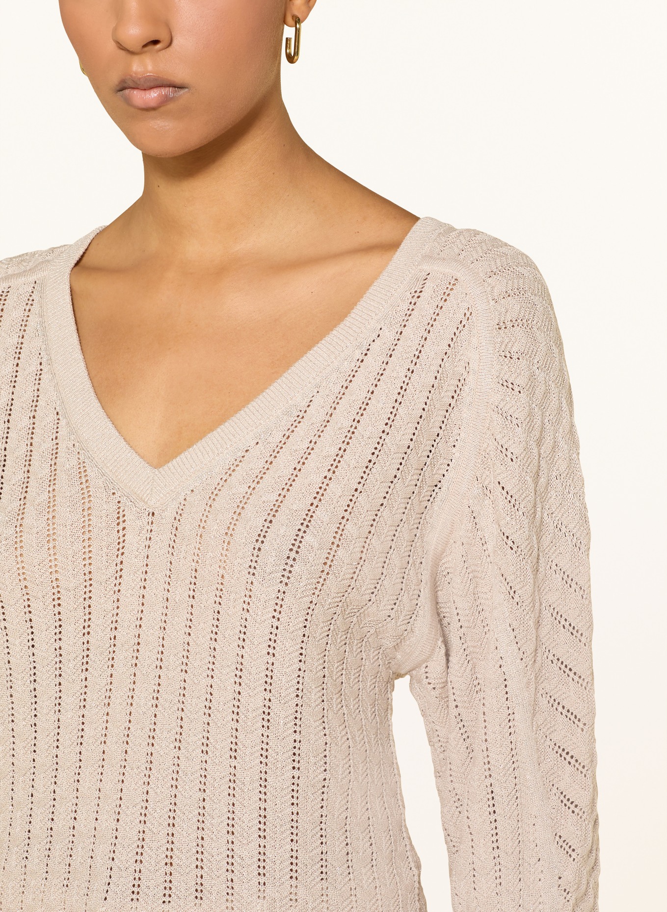 GUESS Pullover ROSALYN mit Gitzergarn und 3/4-Arm: BEIGE