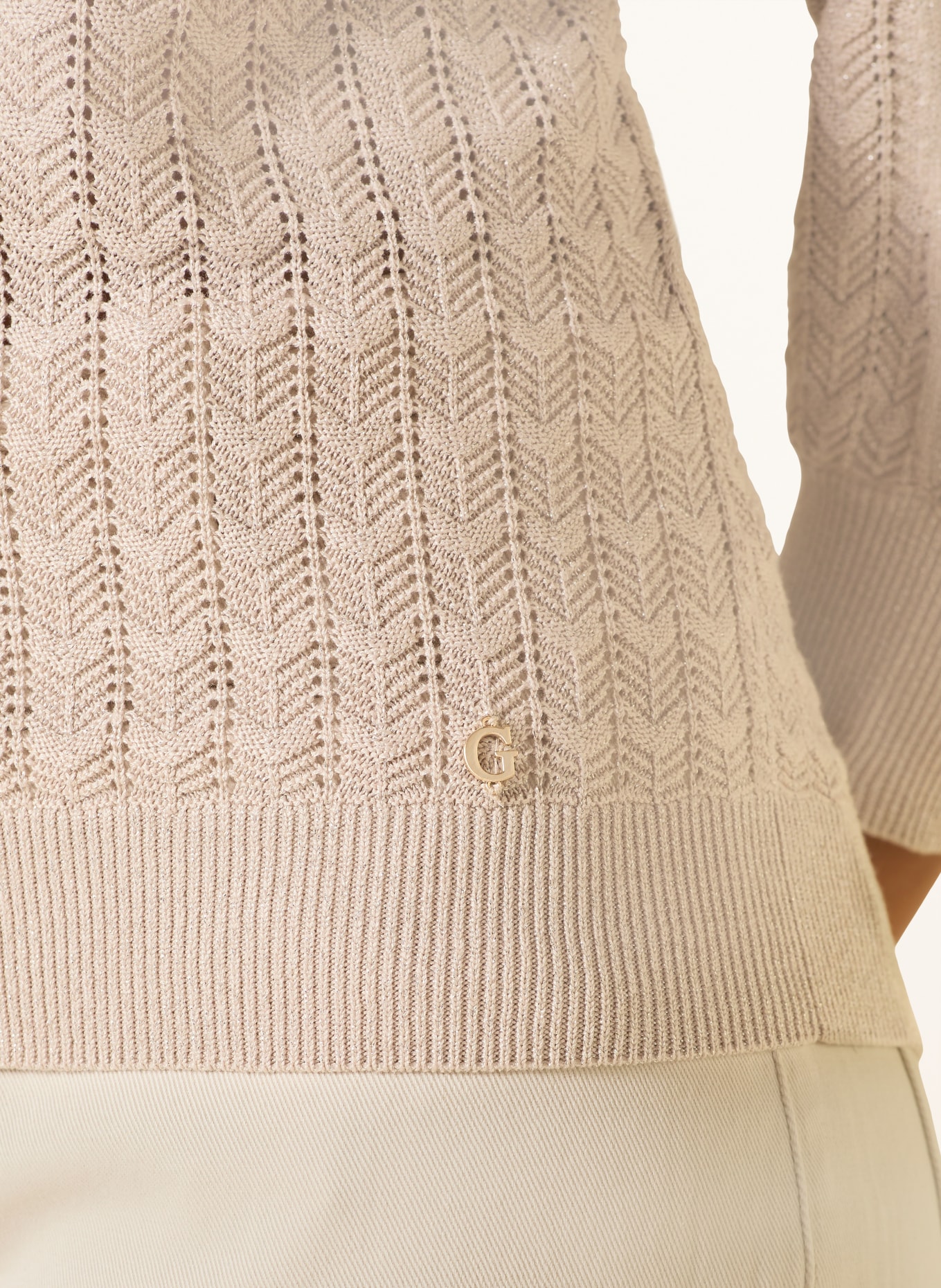 GUESS Pullover ROSALYN mit Gitzergarn und 3/4-Arm: BEIGE