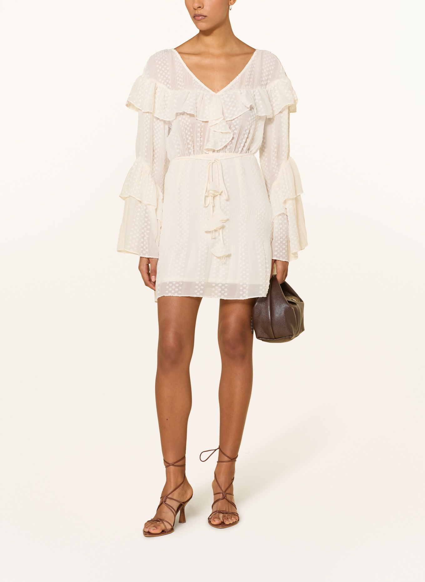 GUESS Kleid LAURENCE mit Rüschen: CREME