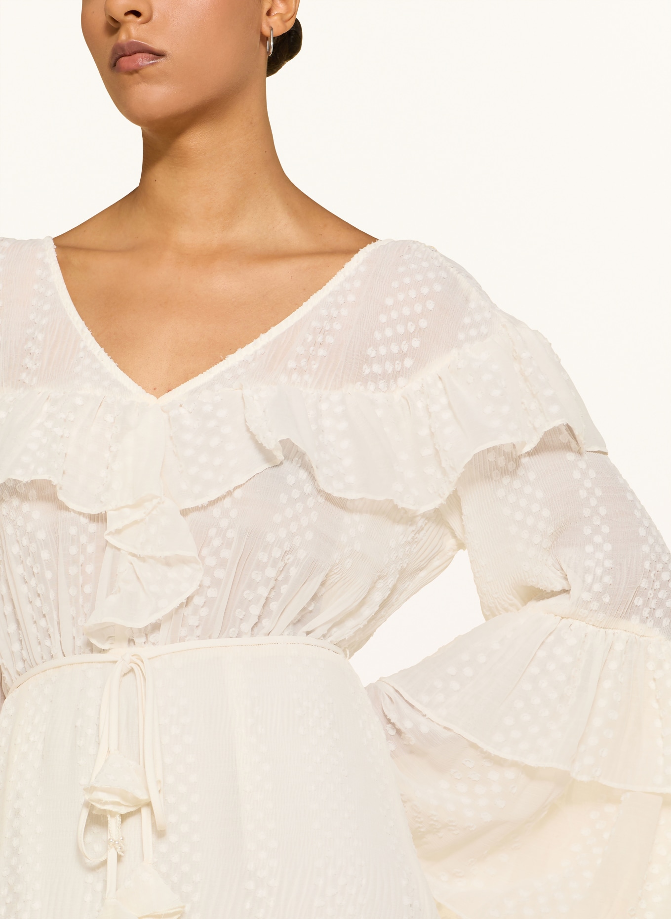 GUESS Kleid LAURENCE mit Rüschen: CREME