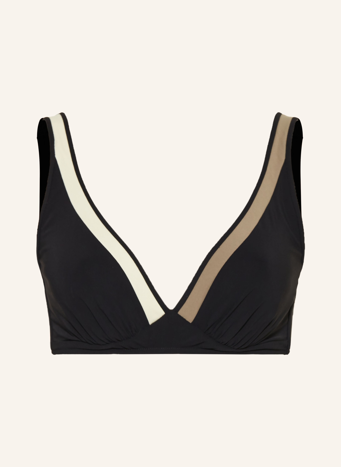 MARYAN MEHLHORN MODULÉ bralette bikini top: BLACK / ECRU / KHAKI