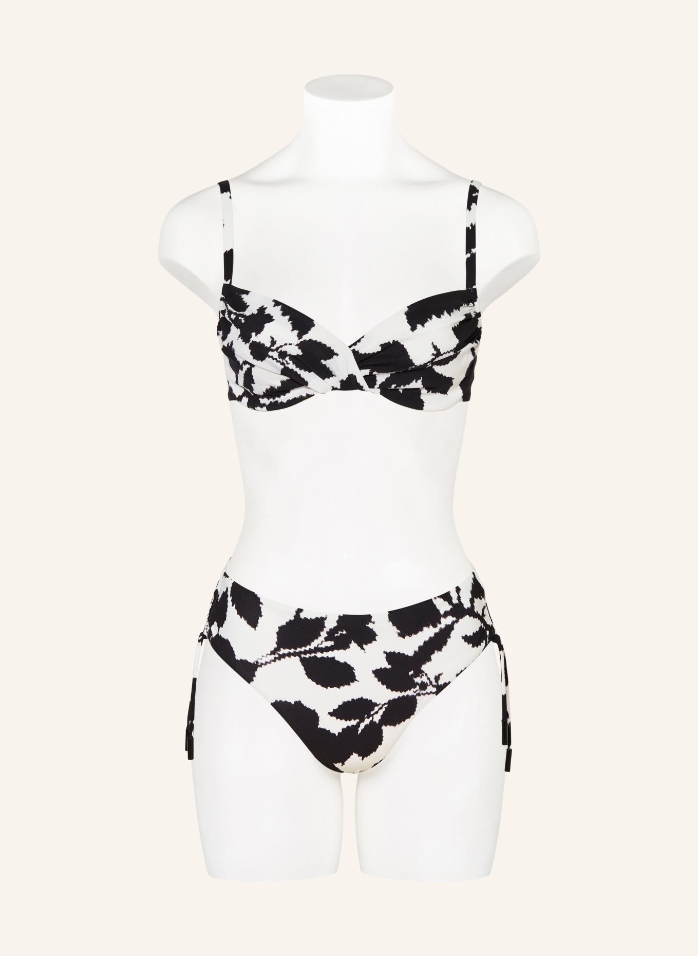 MARYAN MEHLHORN Podstawowe figi bikini FLORASCAPE: CZARNY / BIAŁY