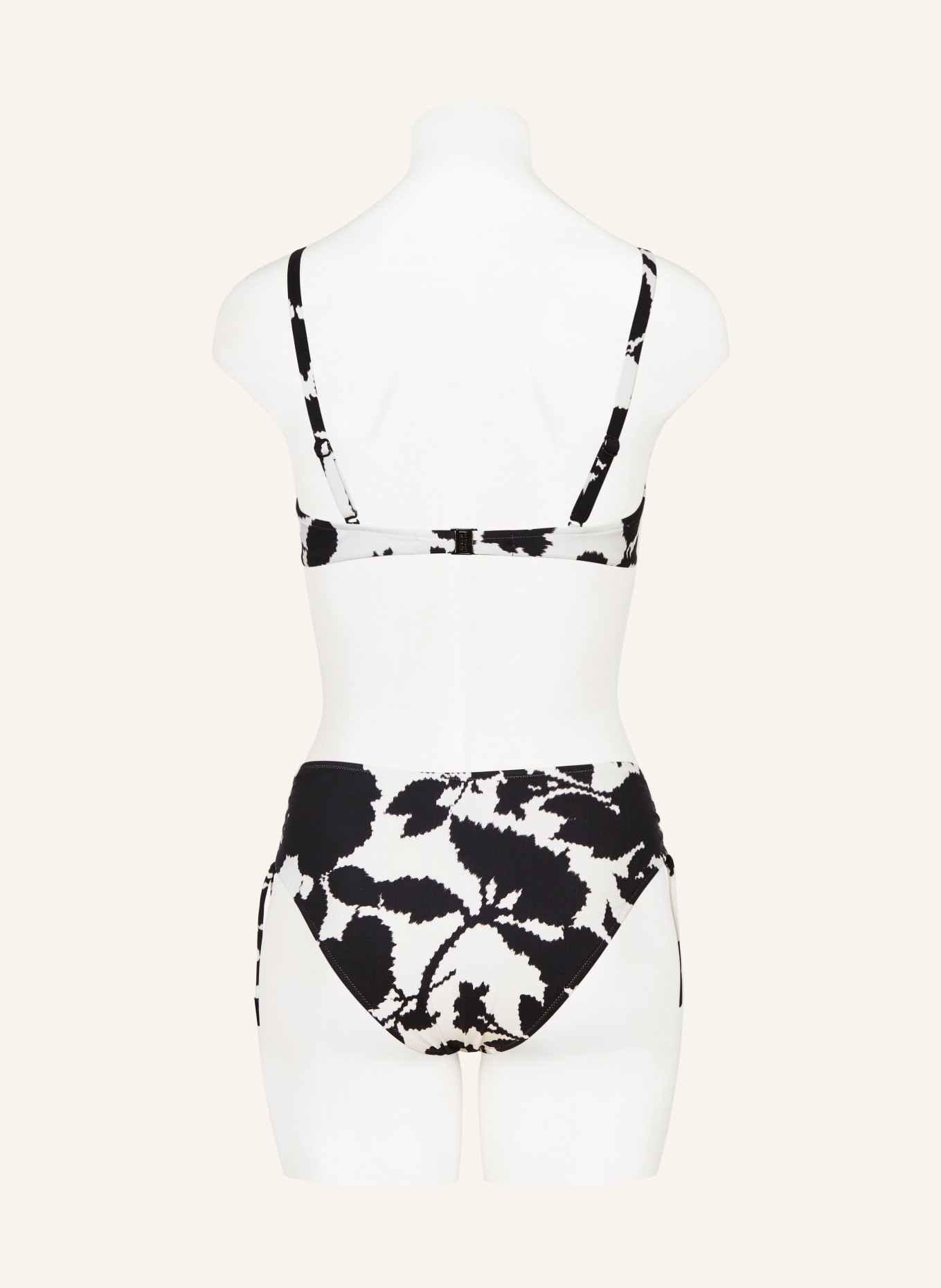 MARYAN MEHLHORN Podstawowe figi bikini FLORASCAPE: CZARNY / BIAŁY