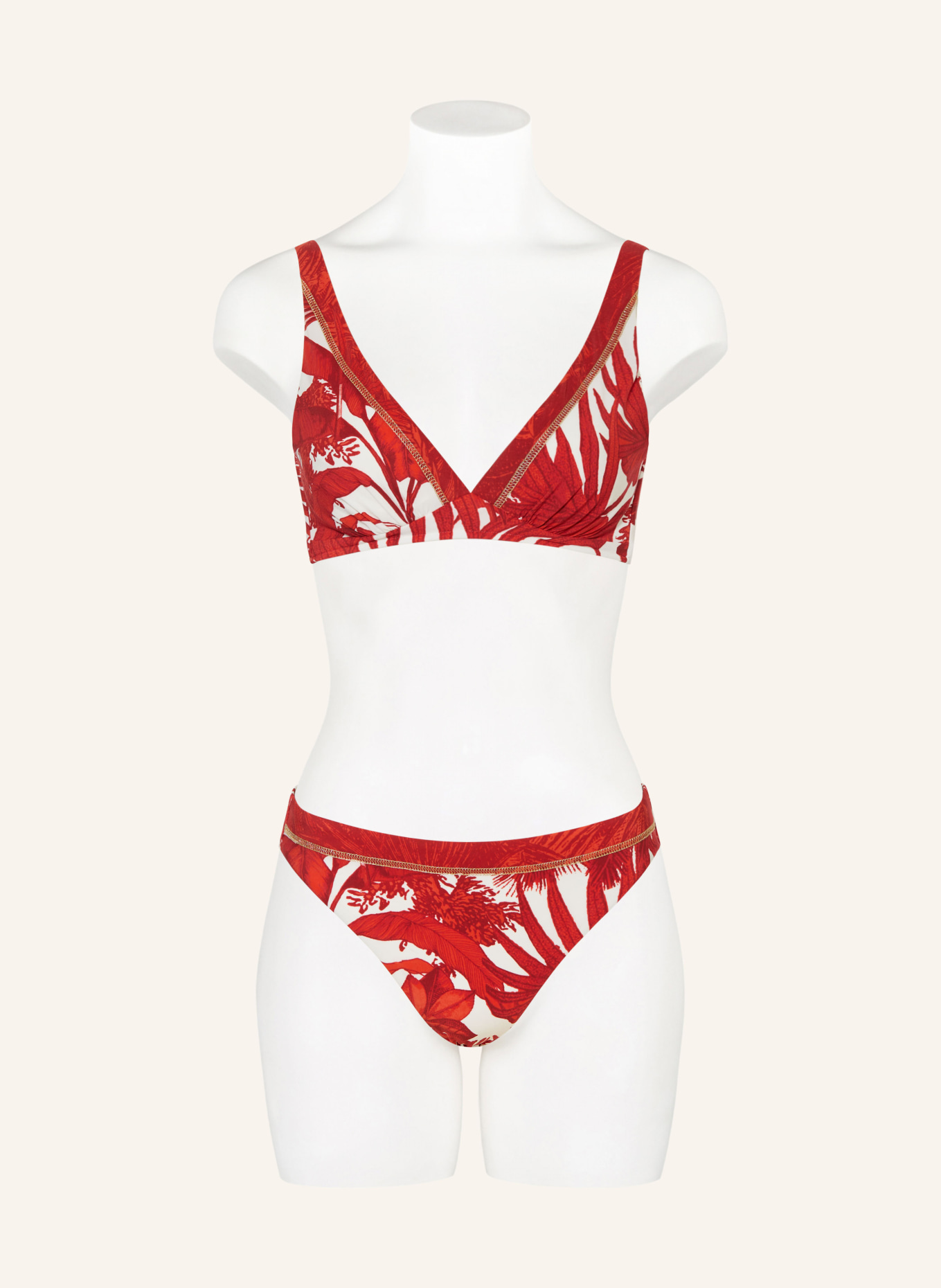 MARYAN MEHLHORN Basic-Bikini-Hose PALMARIA mit Glitzergarn: ROT / WEISS