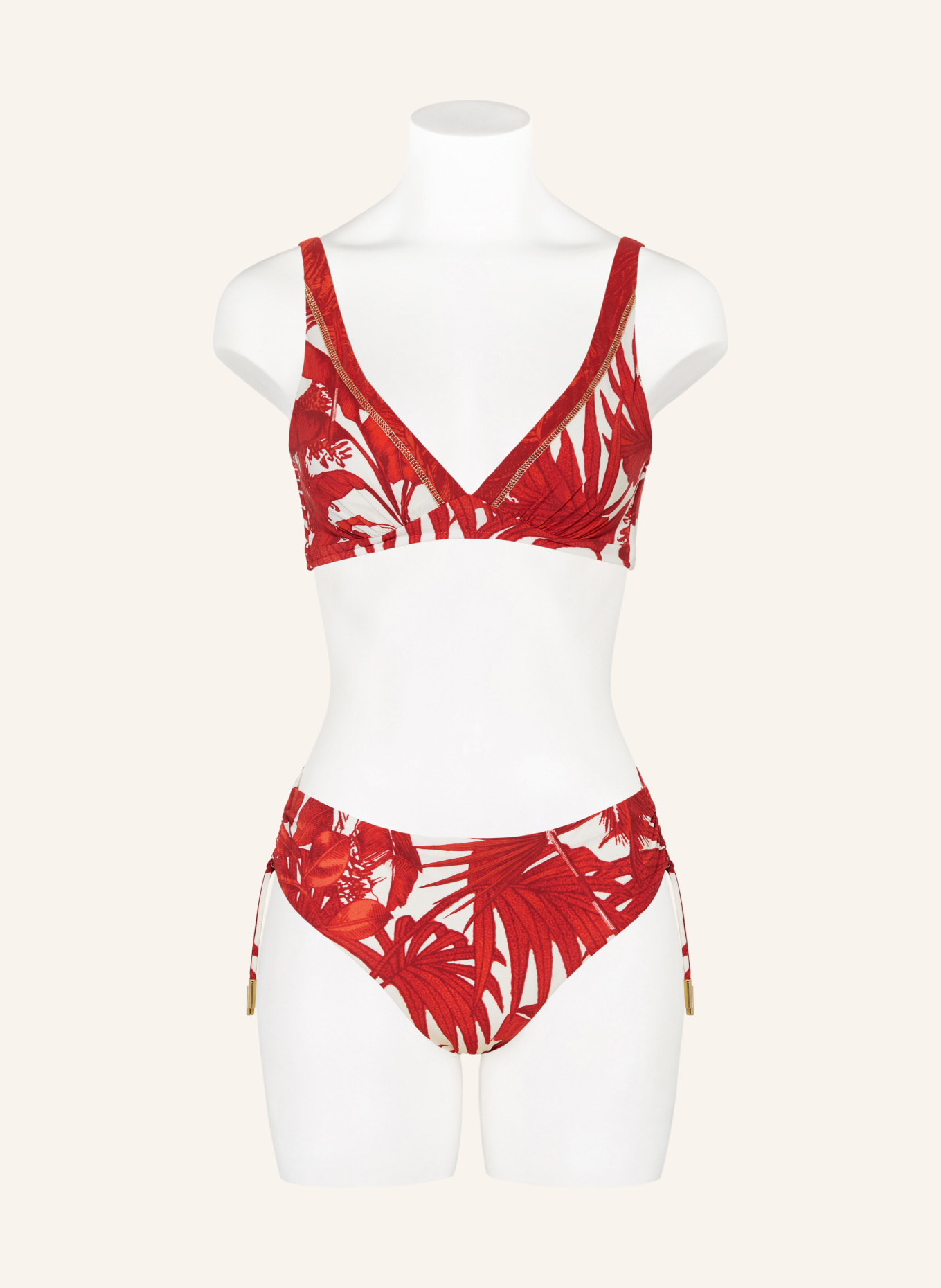 MARYAN MEHLHORN Basic-Bikini-Hose PALMARIA: ROT / WEISS
