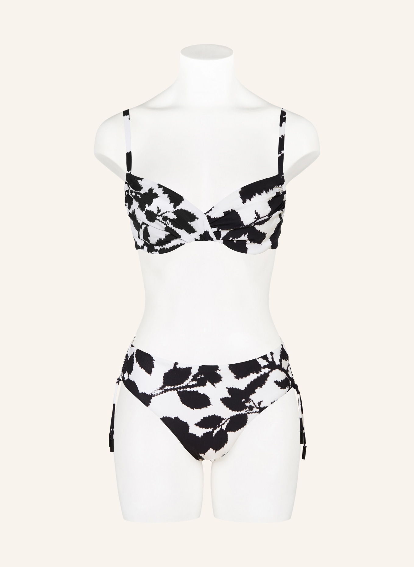 MARYAN MEHLHORN Bikiny s ramínky FLORASCAPE: ČERNÁ / BÍLÁ