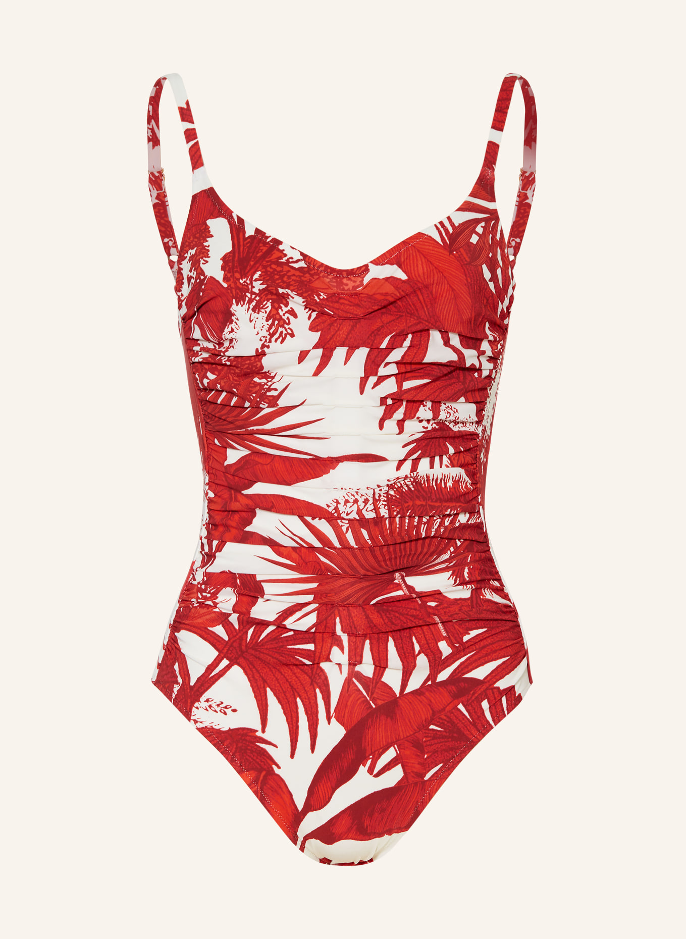 MARYAN MEHLHORN Kostium kąpielowy z fiszbinami PALMARIA: CZERWONY / BIAŁY