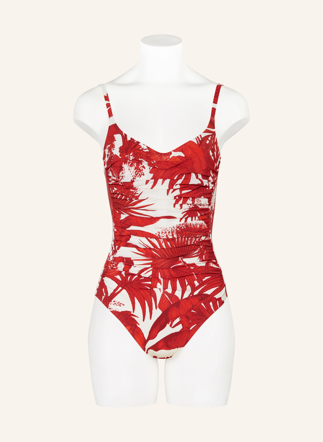 MARYAN MEHLHORN Kostium kąpielowy z fiszbinami PALMARIA: CZERWONY / BIAŁY