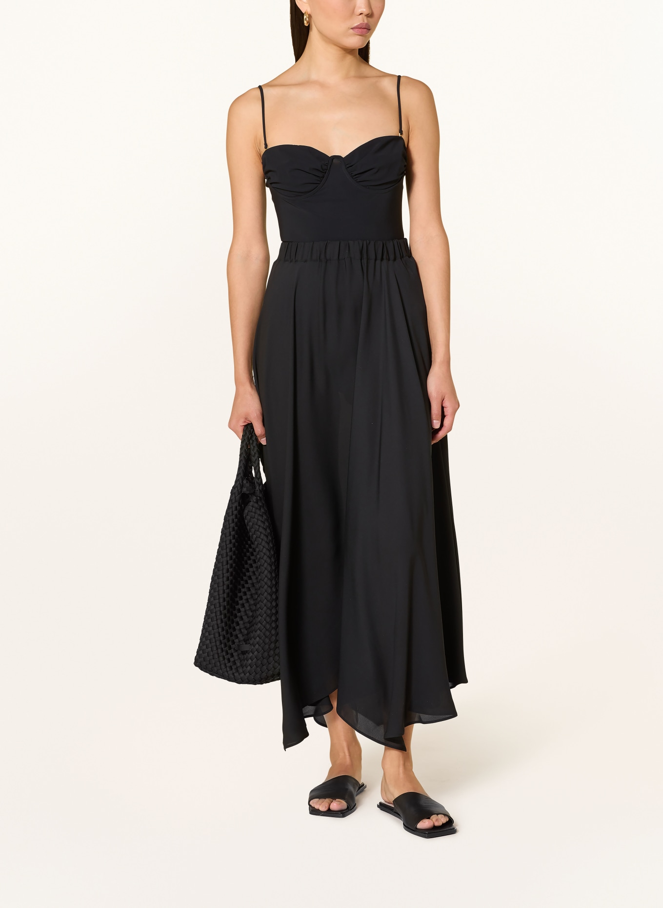MARYAN MEHLHORN silk skirt: BLACK