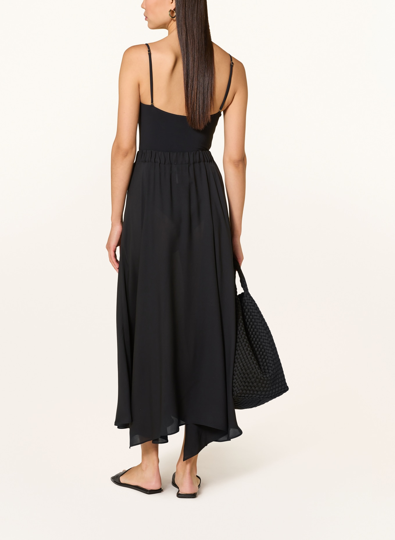 MARYAN MEHLHORN silk skirt: BLACK