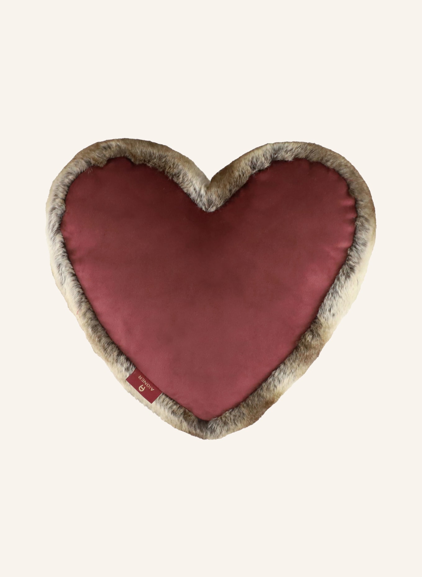 AIGNER Dekokissen A SWEATHEART aus Kunstfell: DUNKELROT / BRAUN