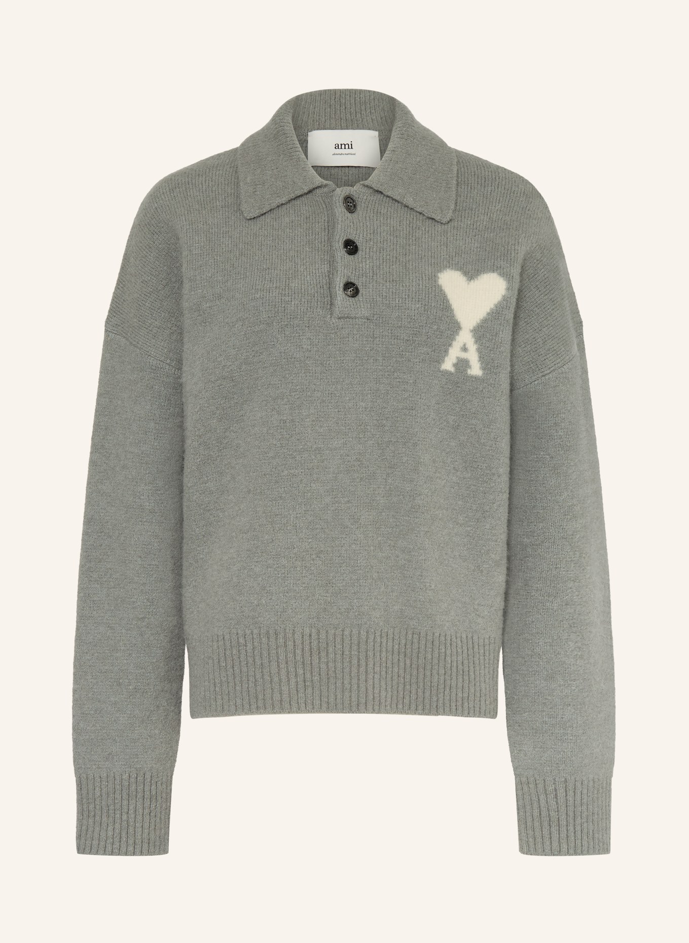 AMI PARIS Pullover mit Alpaka: GRAU / WEISS