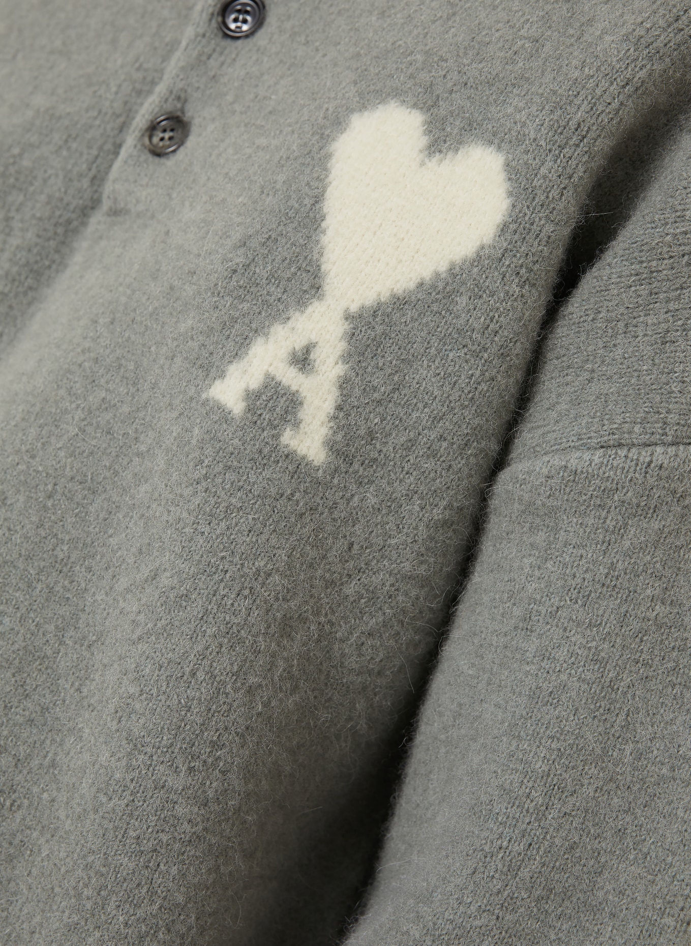 AMI PARIS Pullover mit Alpaka: GRAU / WEISS