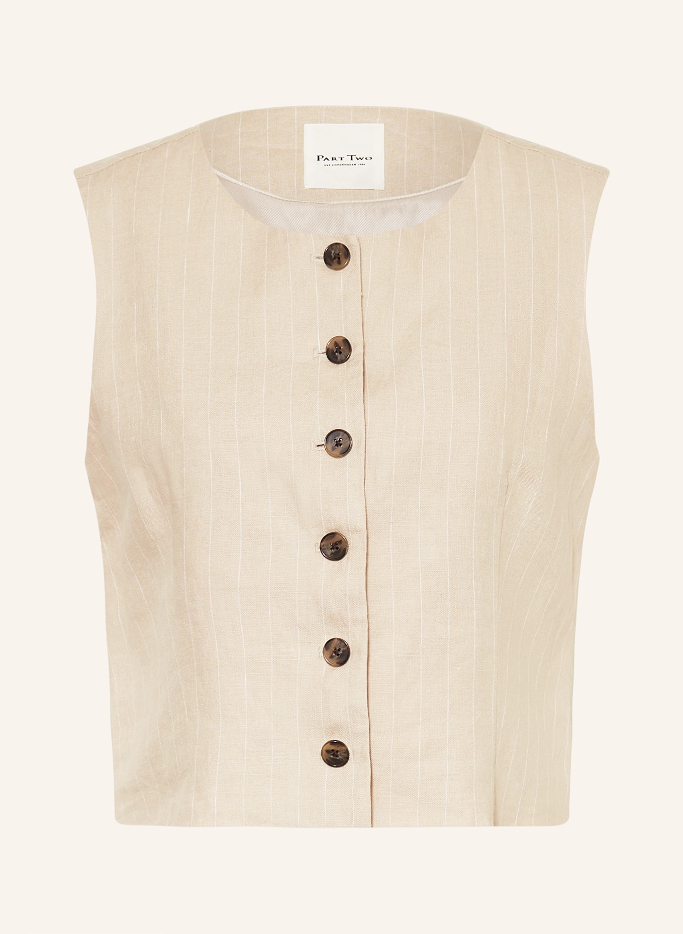 Part Two AZANIAPW linen vest: BEIGE / WHITE