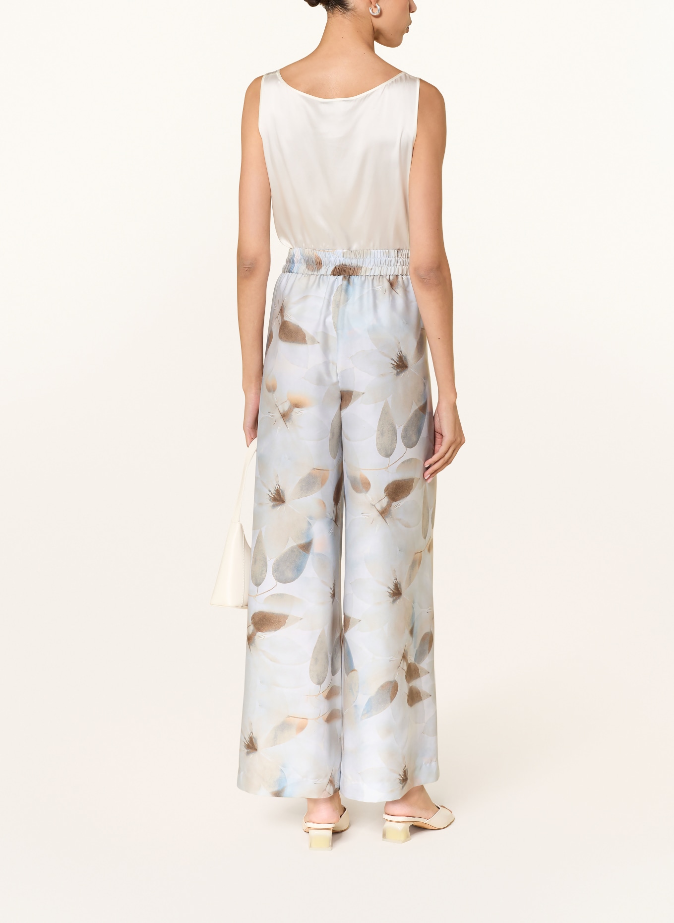 RAFFAELLO ROSSI Spodnie z satyny HELENA: JASNONIEBIESKI / OLIWKOWY