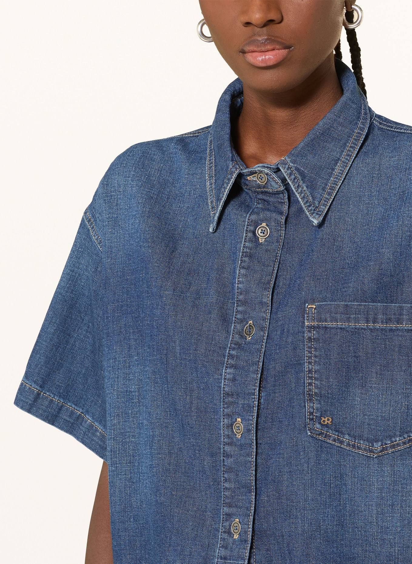 RAFFAELLO ROSSI Jeansblouse ZURI: DONKERBLAUW