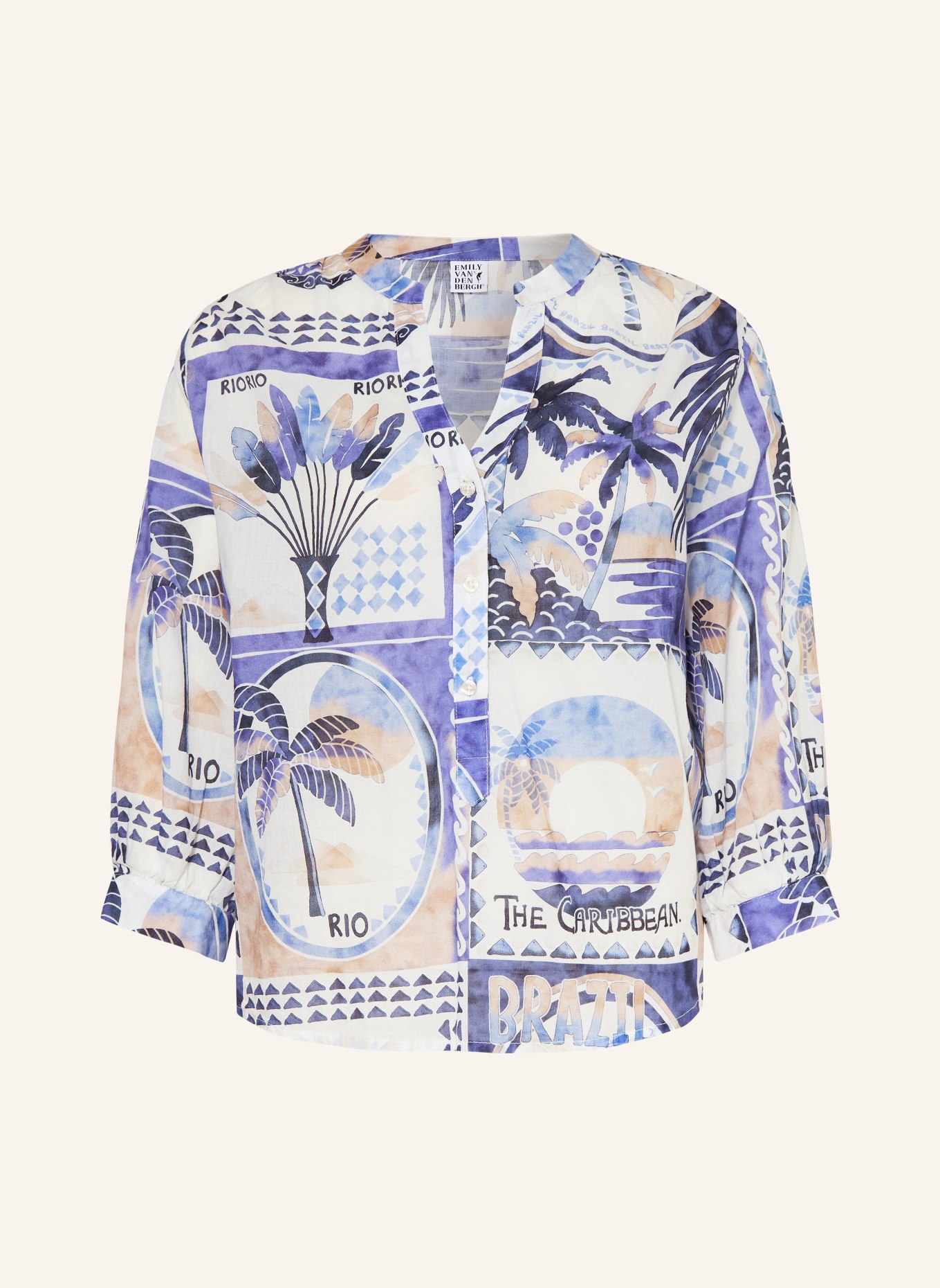 Emily VAN DEN BERGH Bluzka z rękawem 3/4: NIEBIESKI / JASNONIEBIESKI / BIAŁY