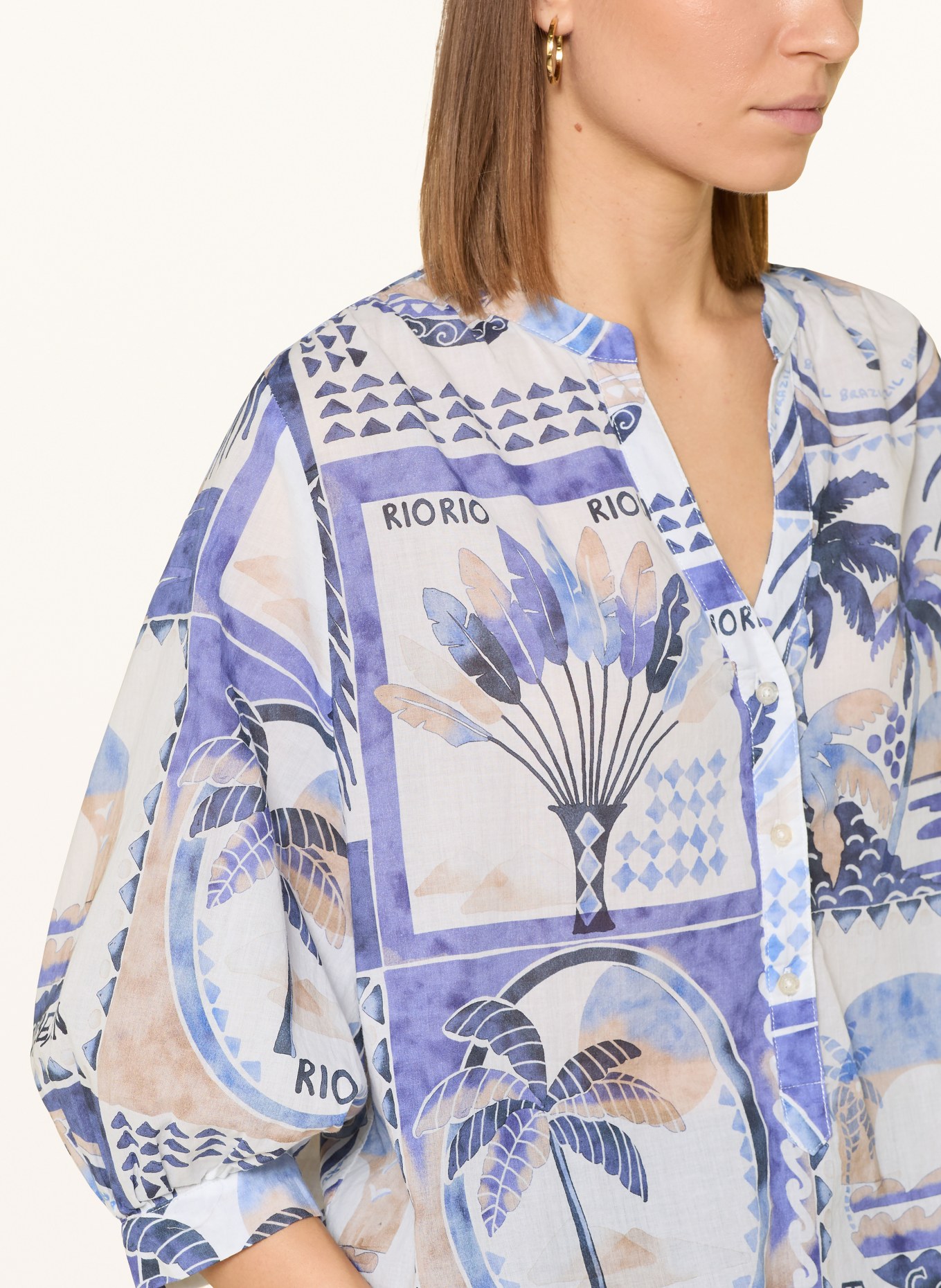 Emily VAN DEN BERGH Bluzka z rękawem 3/4: NIEBIESKI / JASNONIEBIESKI / BIAŁY