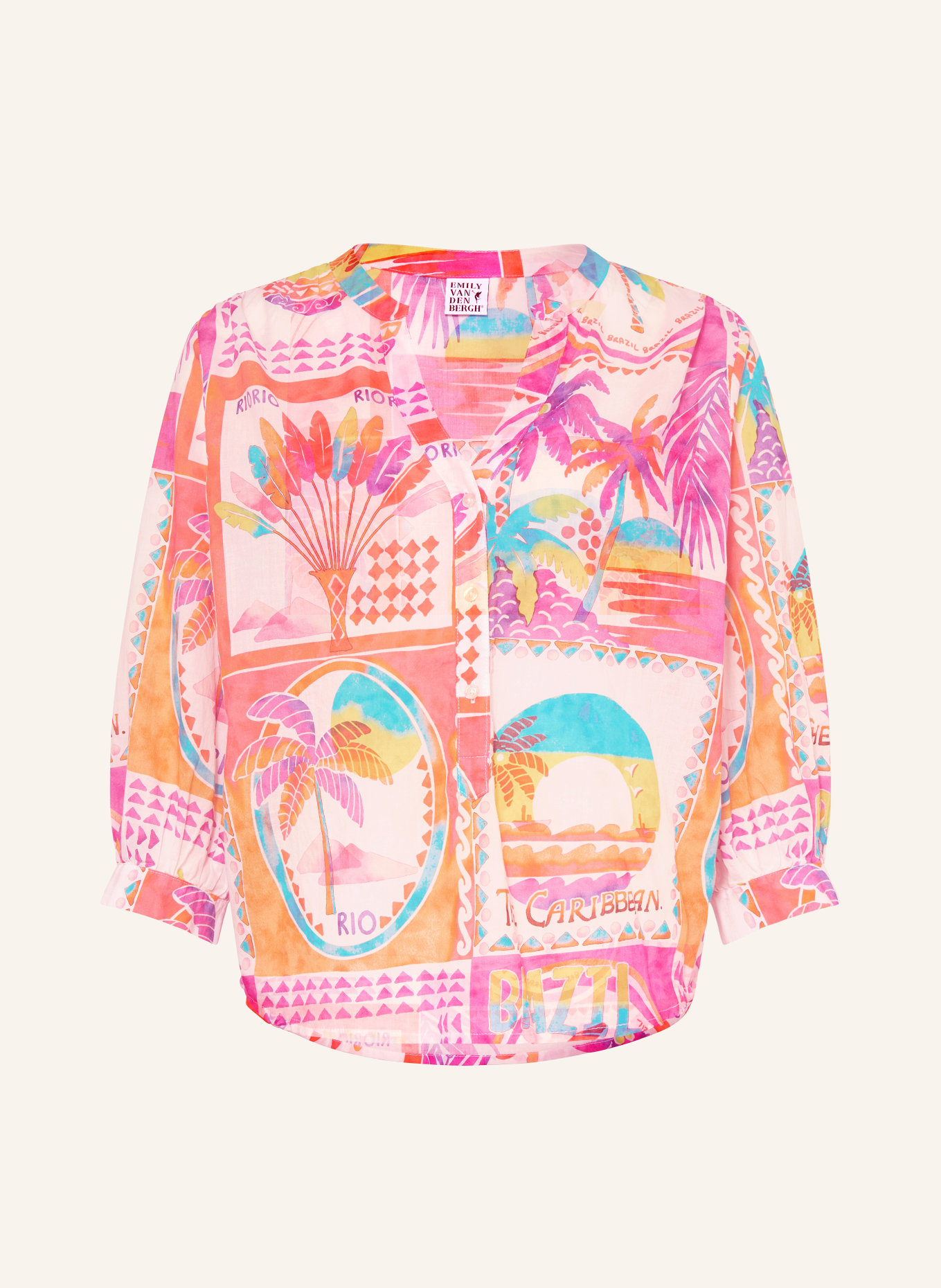 Emily VAN DEN BERGH Bluzka z rękawem 3/4: BIAŁY / LILA / POMARAŃCZOWY