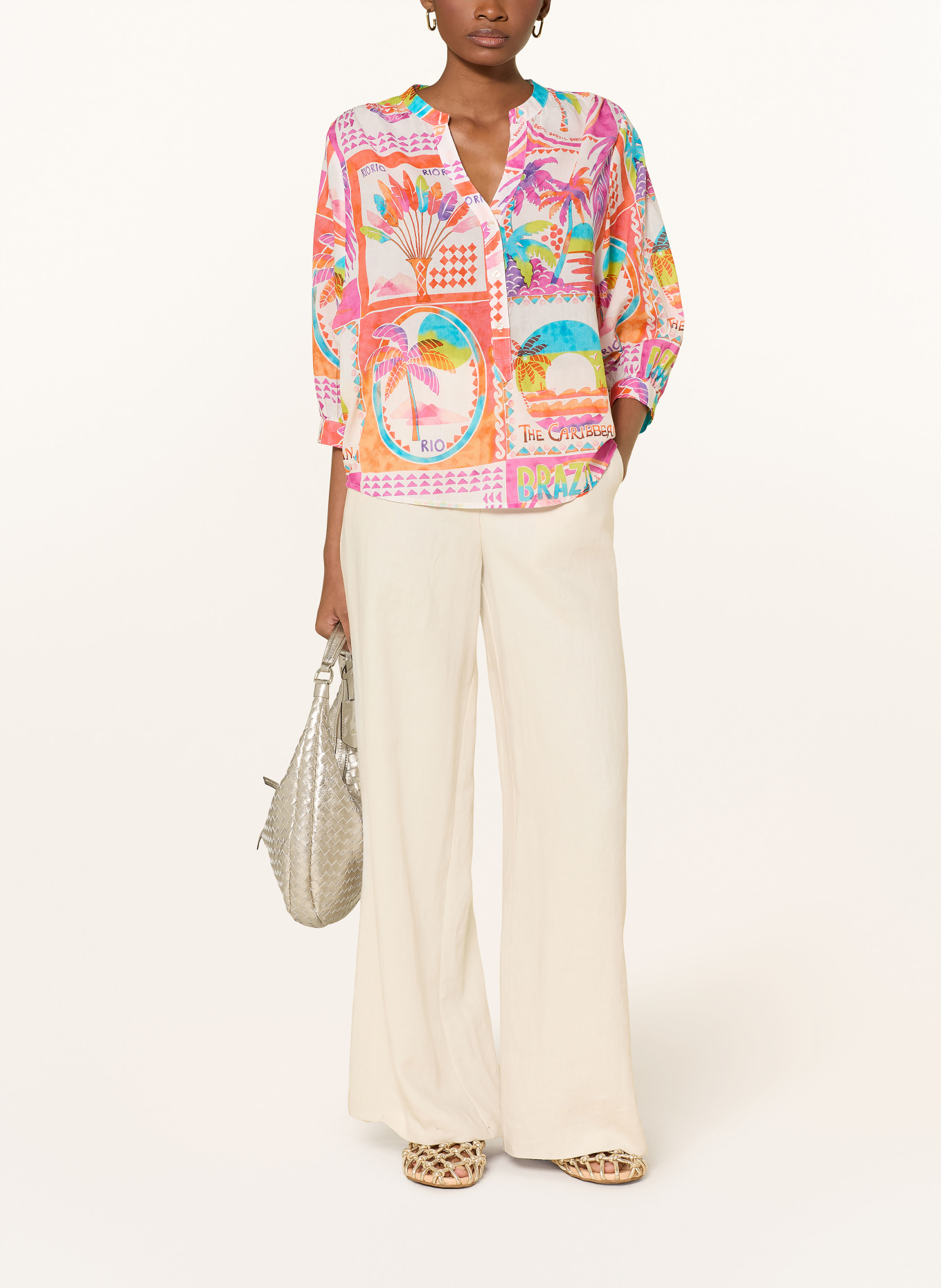 Emily VAN DEN BERGH Bluzka z rękawem 3/4: BIAŁY / LILA / POMARAŃCZOWY