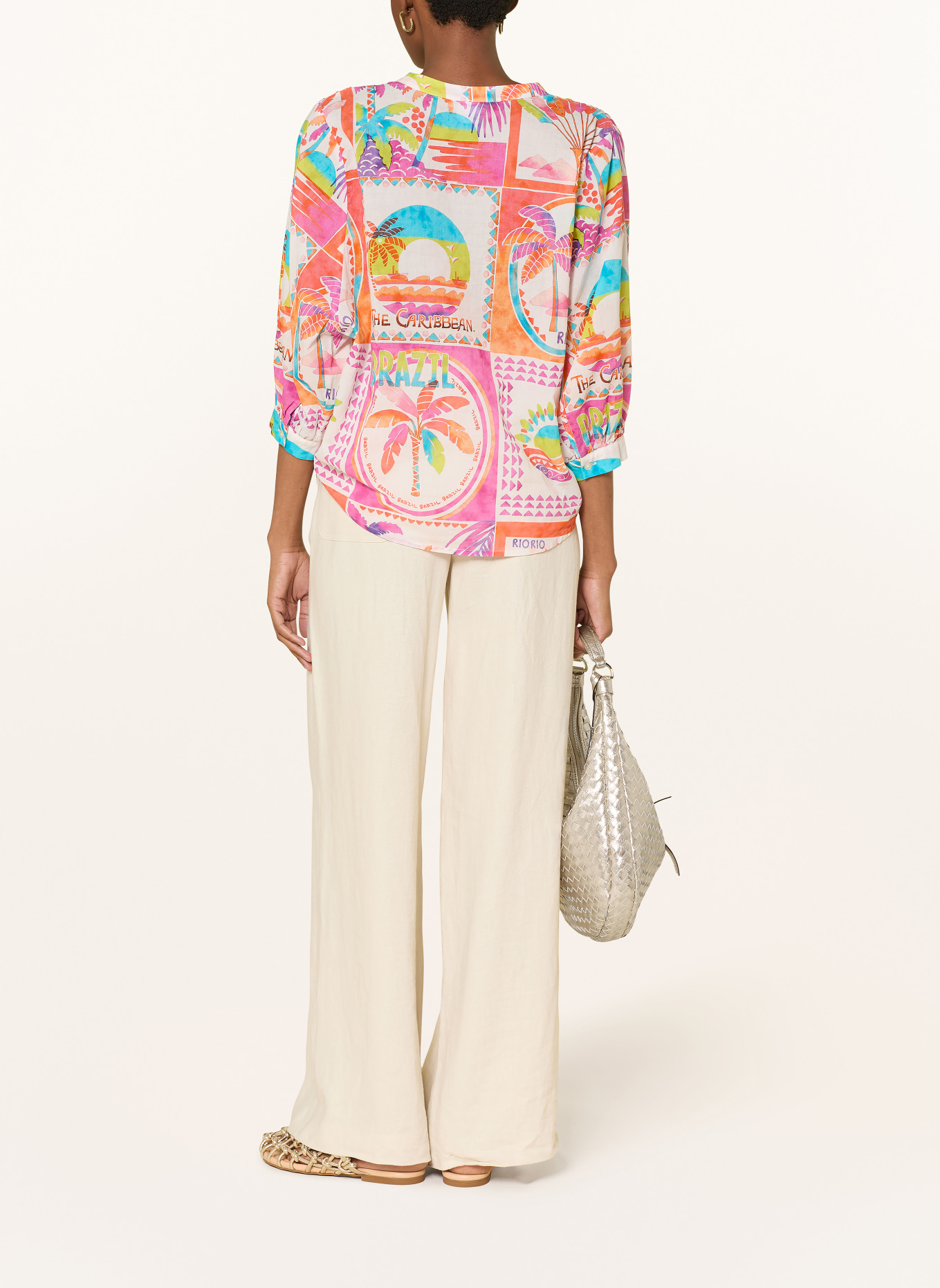 Emily VAN DEN BERGH Bluzka z rękawem 3/4: BIAŁY / LILA / POMARAŃCZOWY