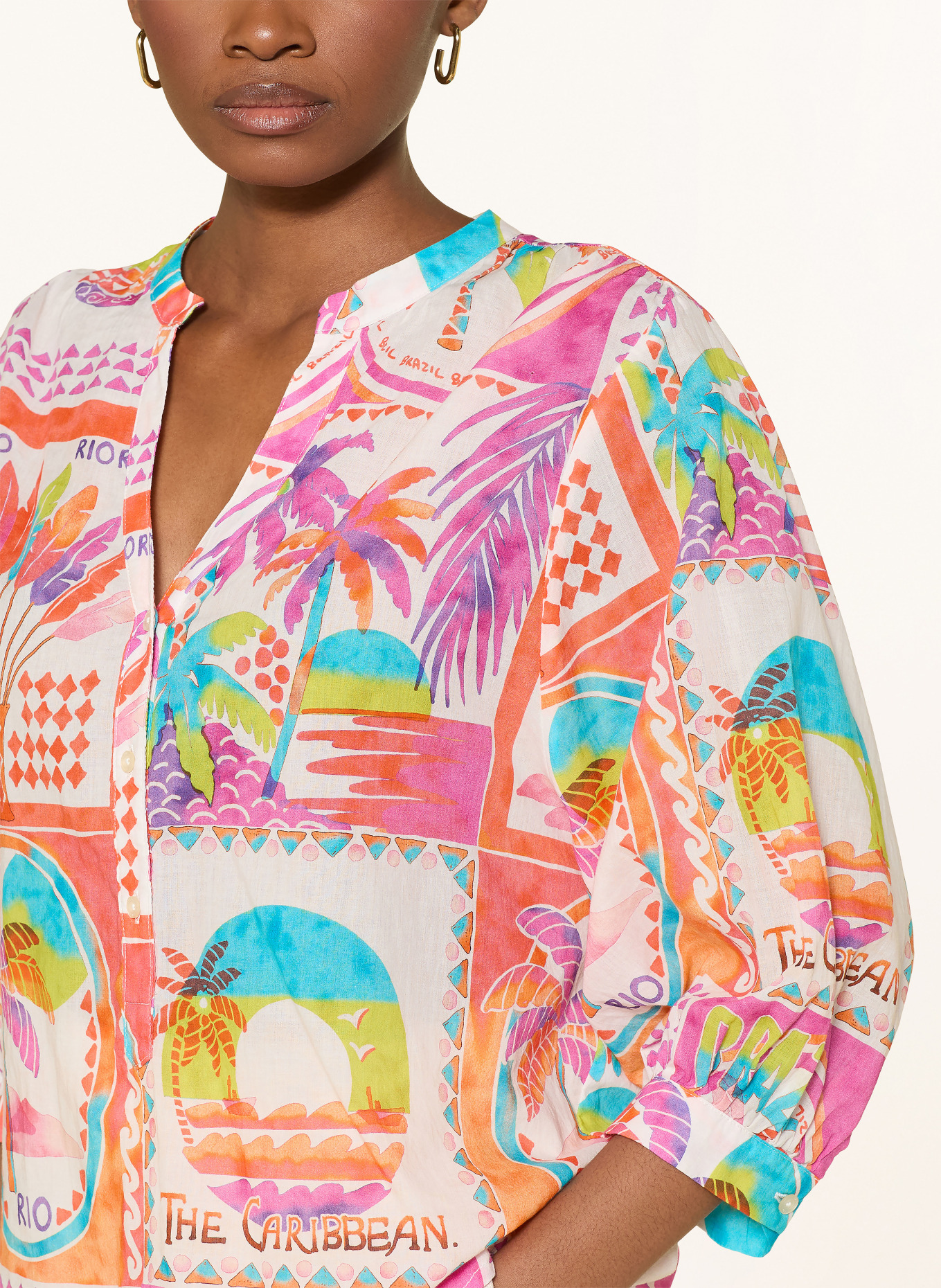 Emily VAN DEN BERGH Bluzka z rękawem 3/4: BIAŁY / LILA / POMARAŃCZOWY