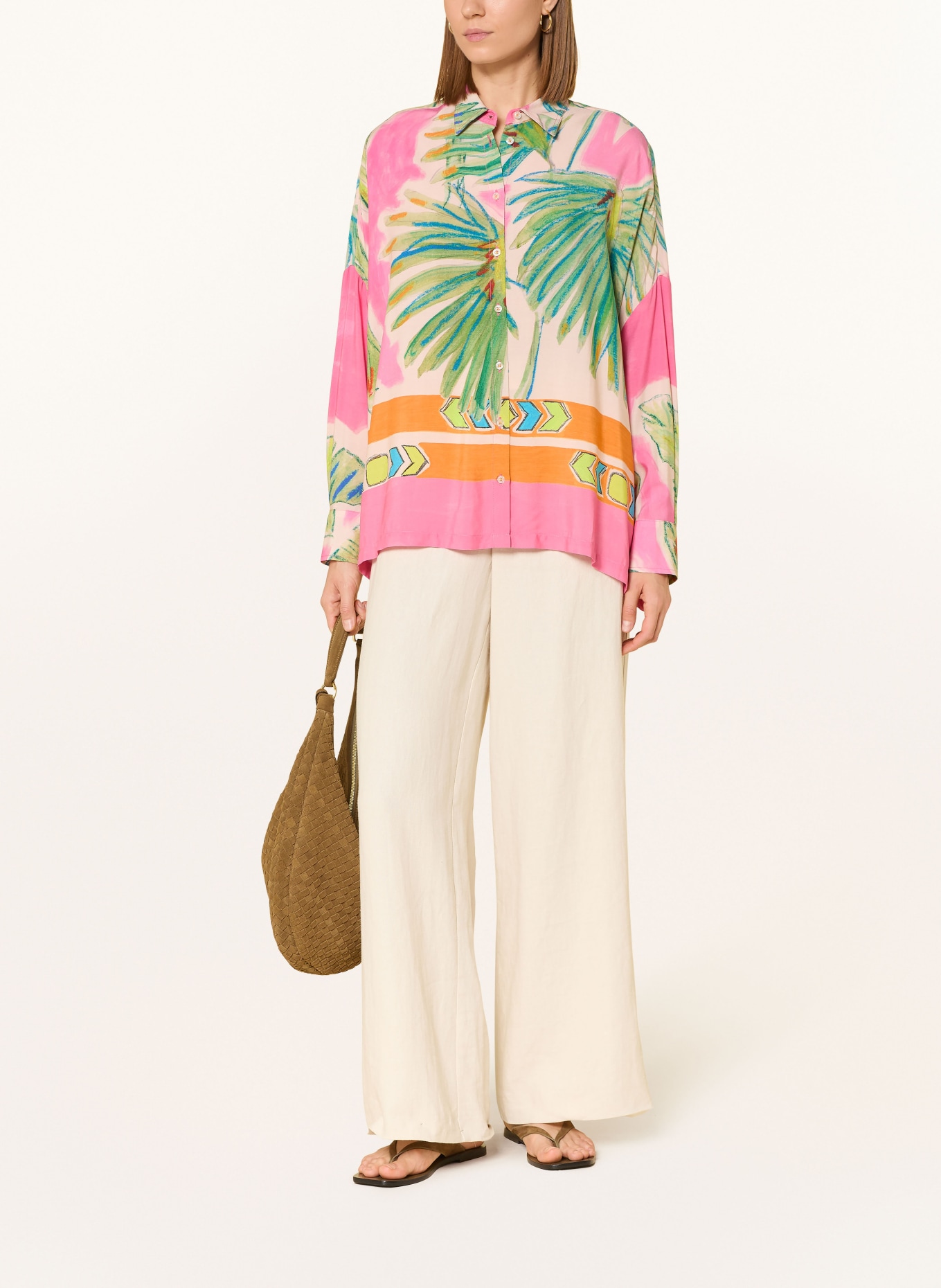 Emily VAN DEN BERGH koszula: MOCNORÓŻOWY / KREMOWY / ZIELONY