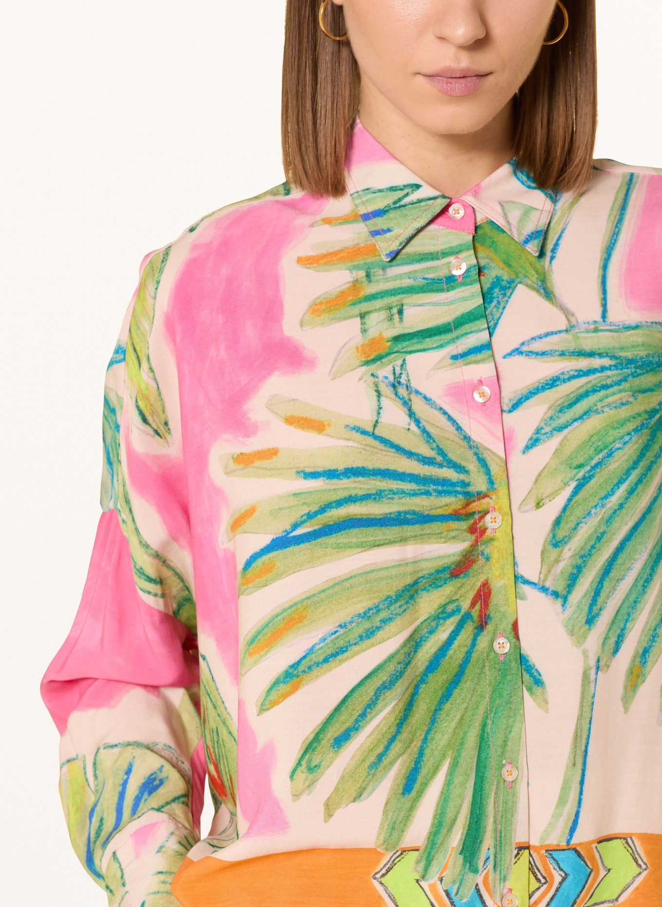 Emily VAN DEN BERGH koszula: MOCNORÓŻOWY / KREMOWY / ZIELONY