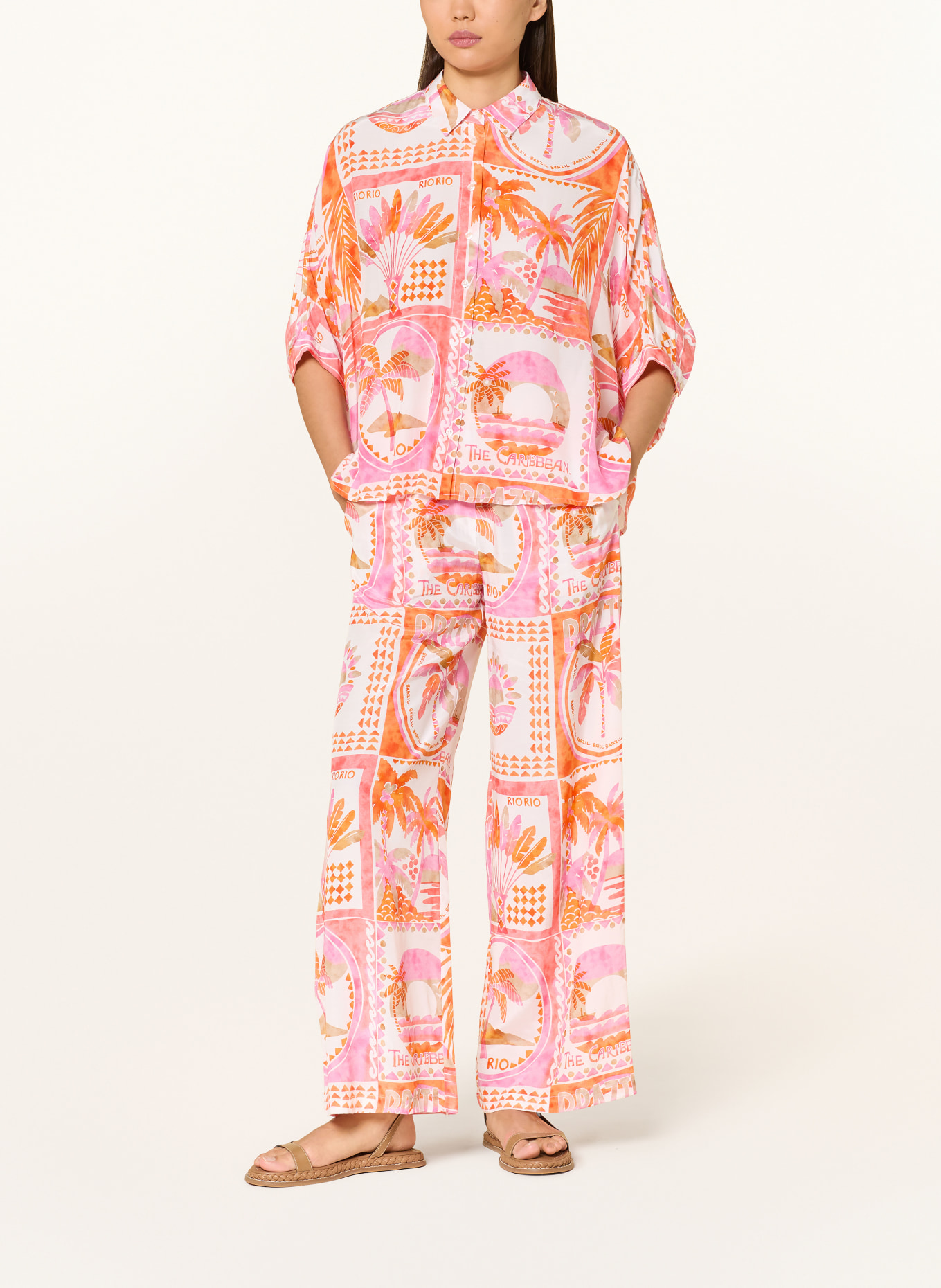 Emily VAN DEN BERGH Marlenehose: ECRU / ROSA / ORANGE