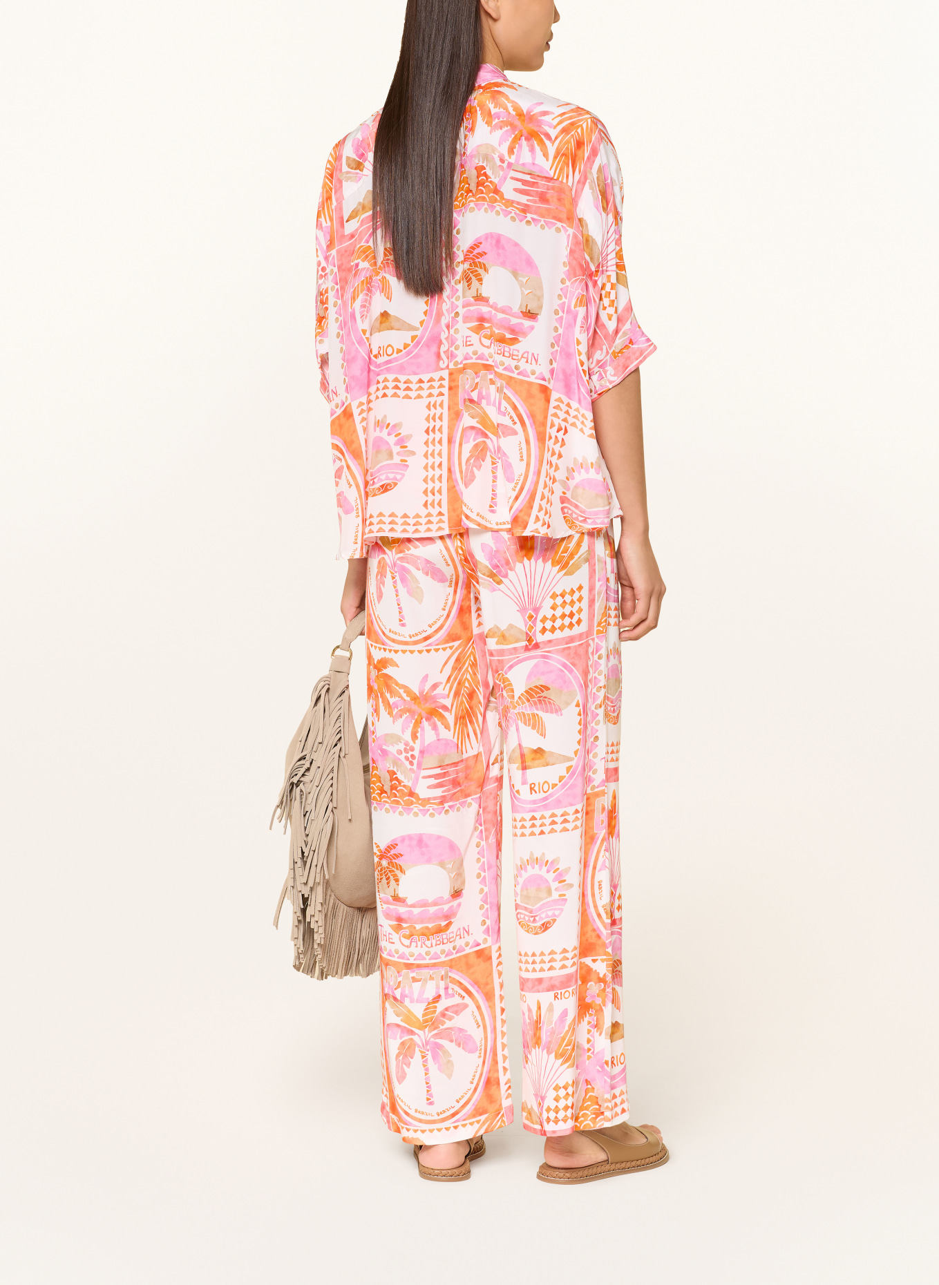 Emily VAN DEN BERGH Marlenehose: ECRU / ROSA / ORANGE