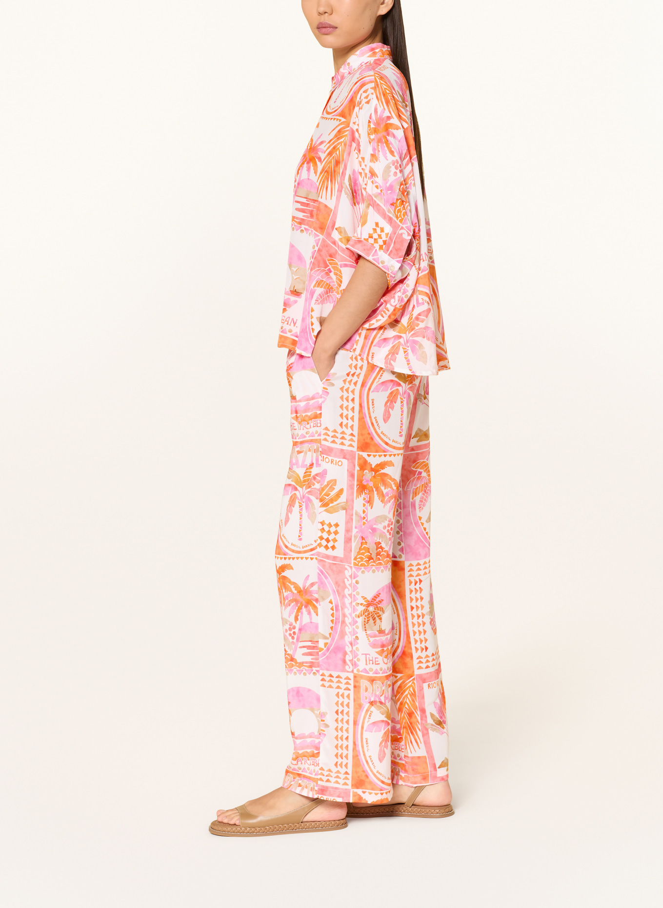 Emily VAN DEN BERGH Marlenehose: ECRU / ROSA / ORANGE