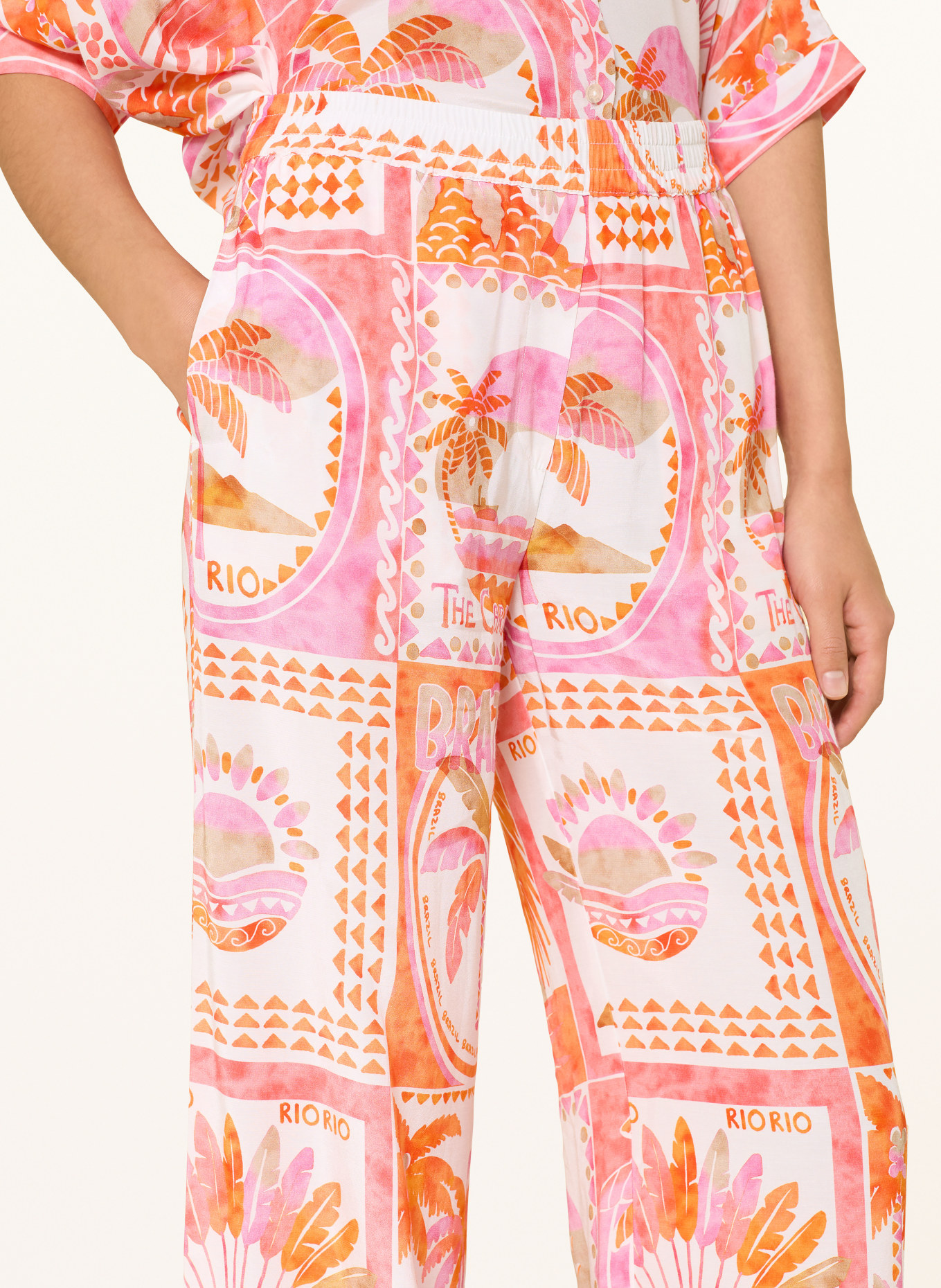 Emily VAN DEN BERGH Marlenehose: ECRU / ROSA / ORANGE