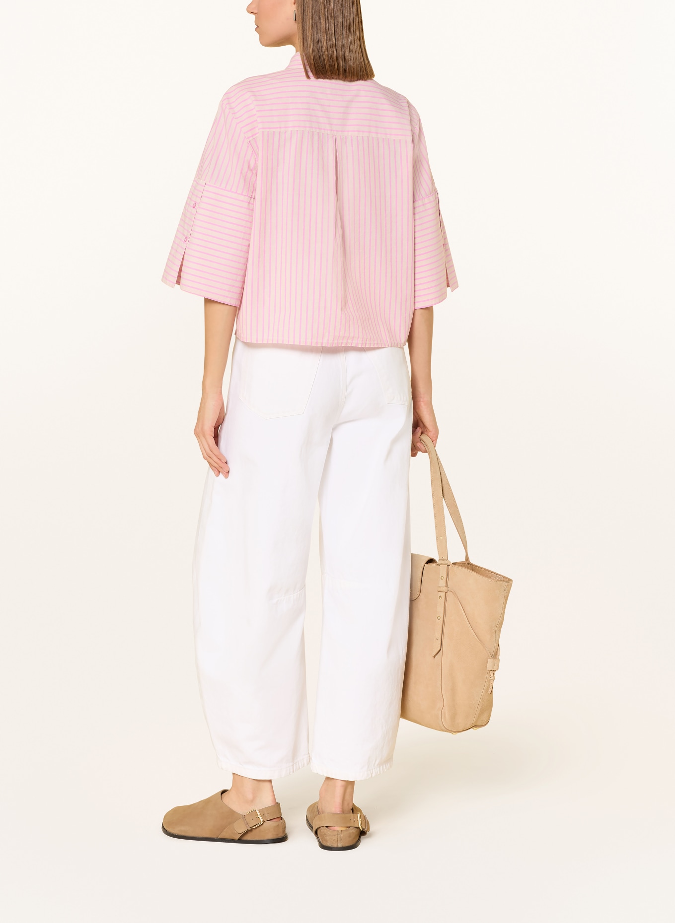 Emily VAN DEN BERGH Hemdbluse mit 3/4-Arm: CREME / ROSA