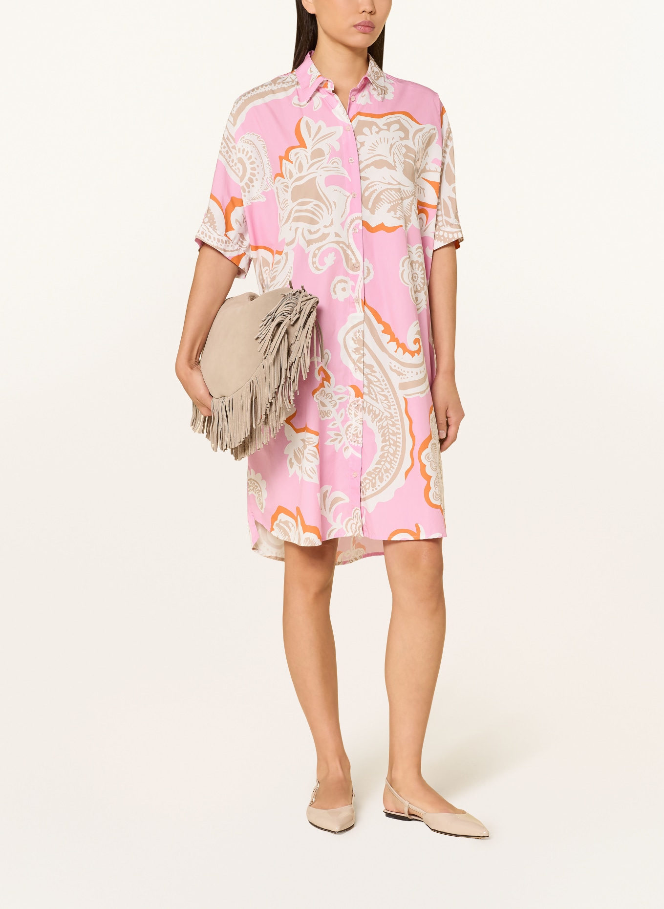 Emily VAN DEN BERGH Hemdblusenkleid: ROSA / BEIGE / CREME