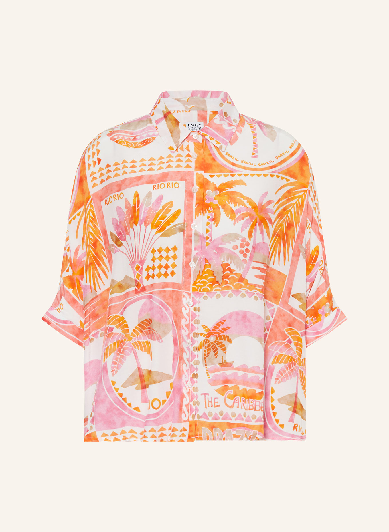 Emily VAN DEN BERGH Hemdbluse: ECRU / PINK / ORANGE