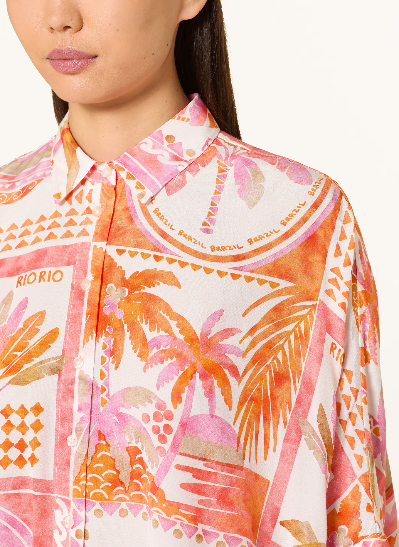 Emily VAN DEN BERGH Hemdbluse: ECRU / PINK / ORANGE